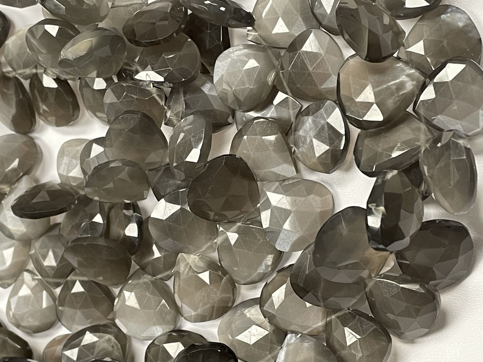 Grey Moonstone Heart Faceted