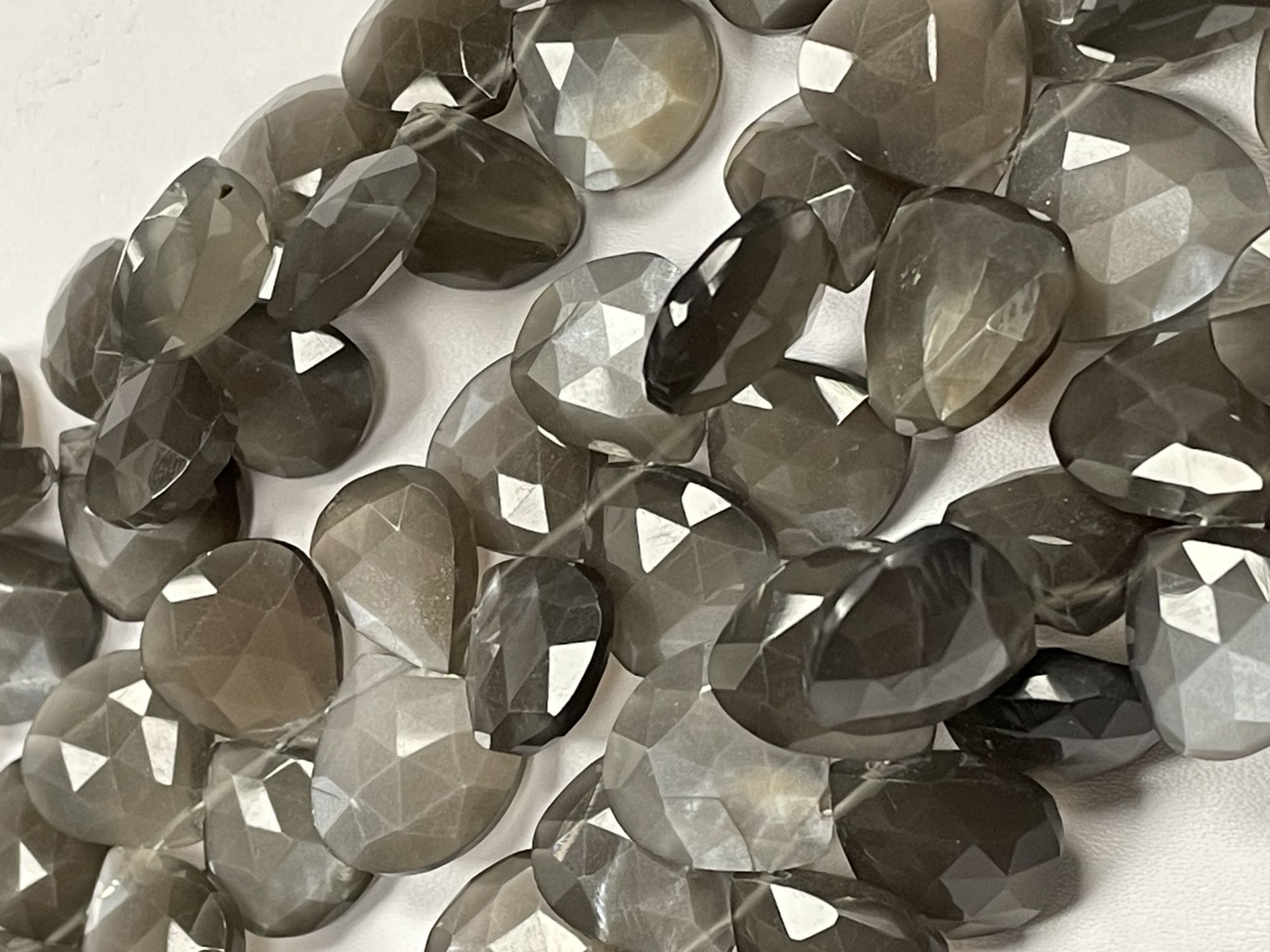 Grey Moonstone Heart Faceted