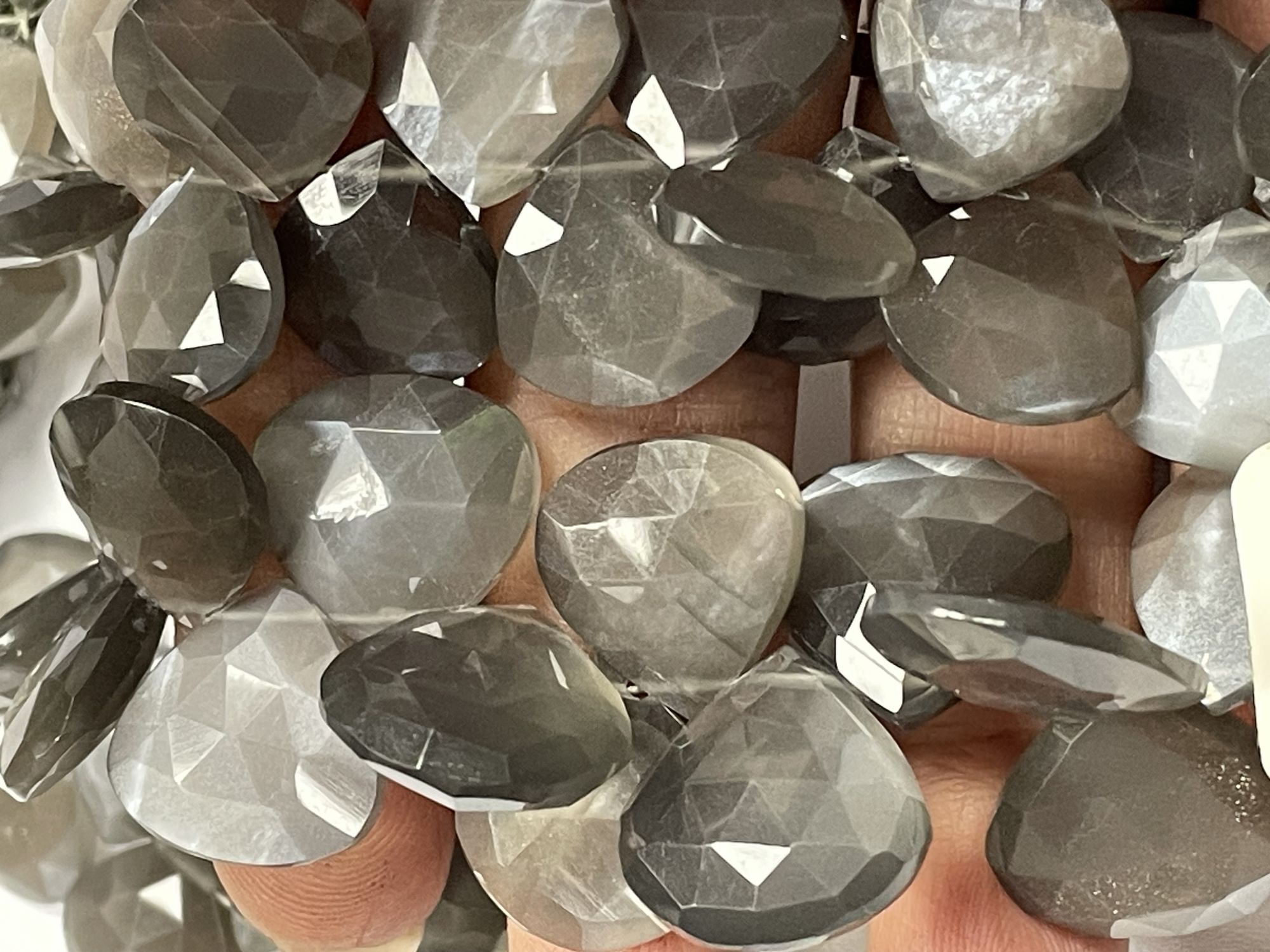 Grey Moonstone Heart Faceted
