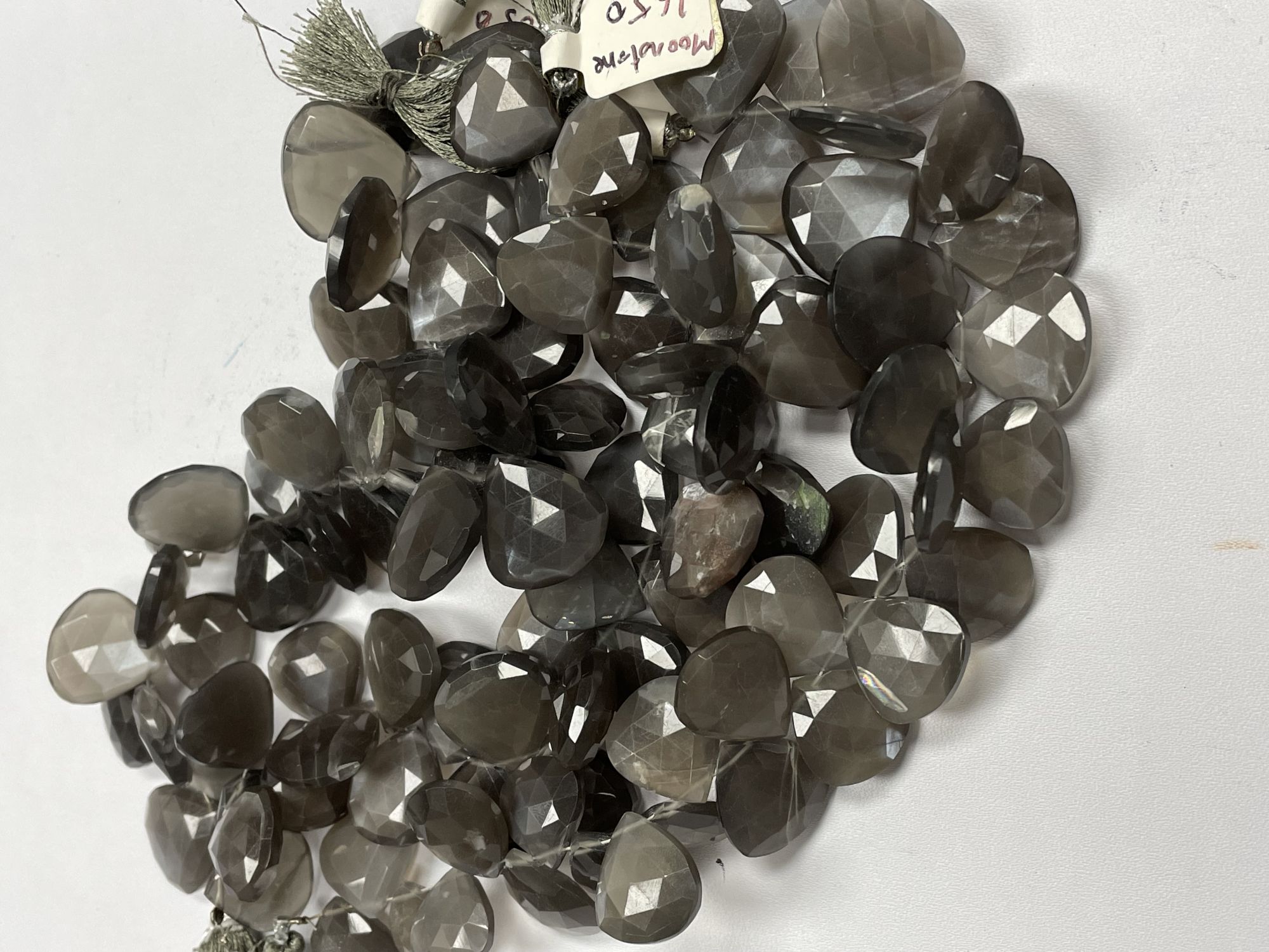 Grey Moonstone Heart Faceted