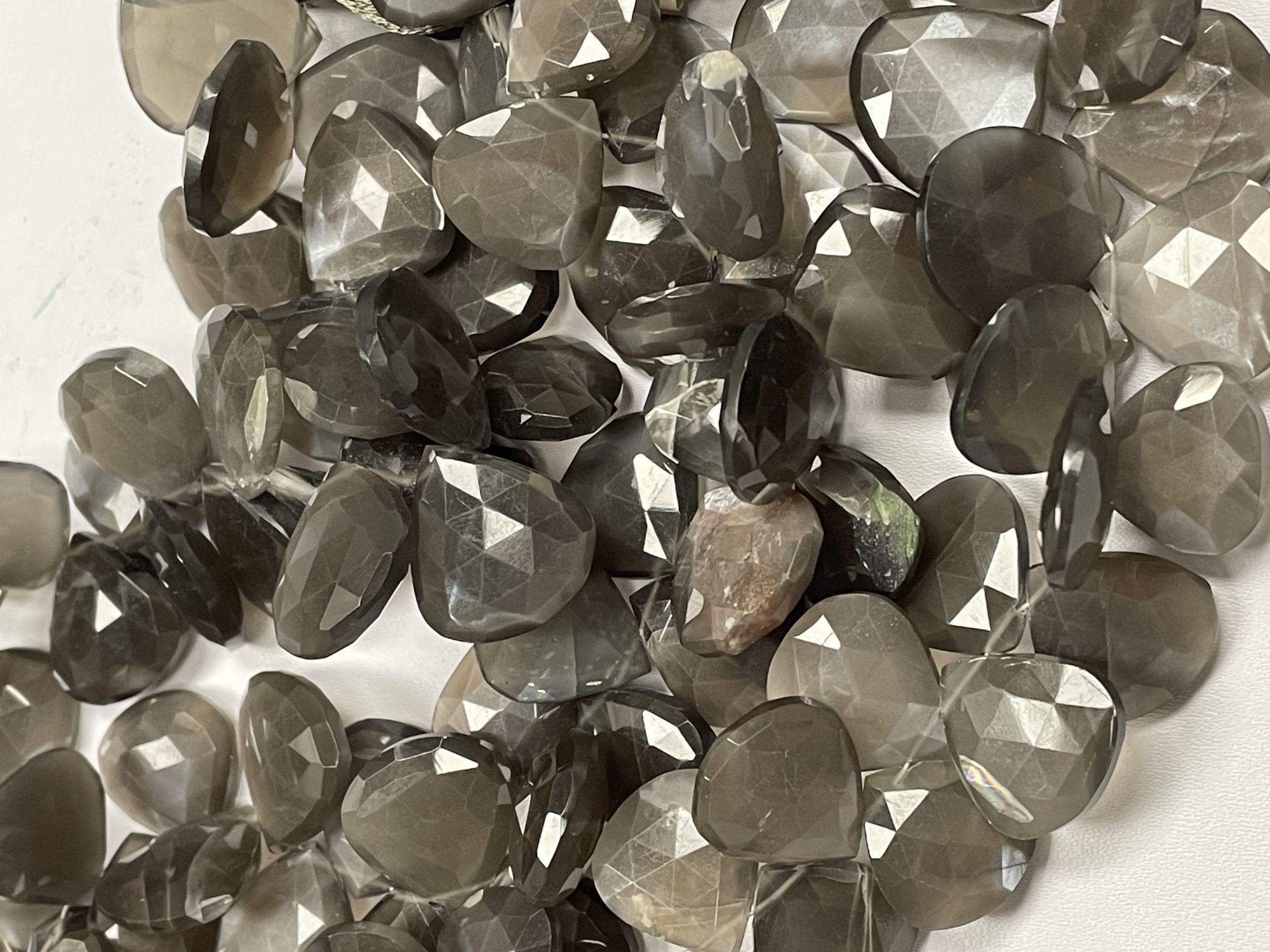 Grey Moonstone Heart Faceted