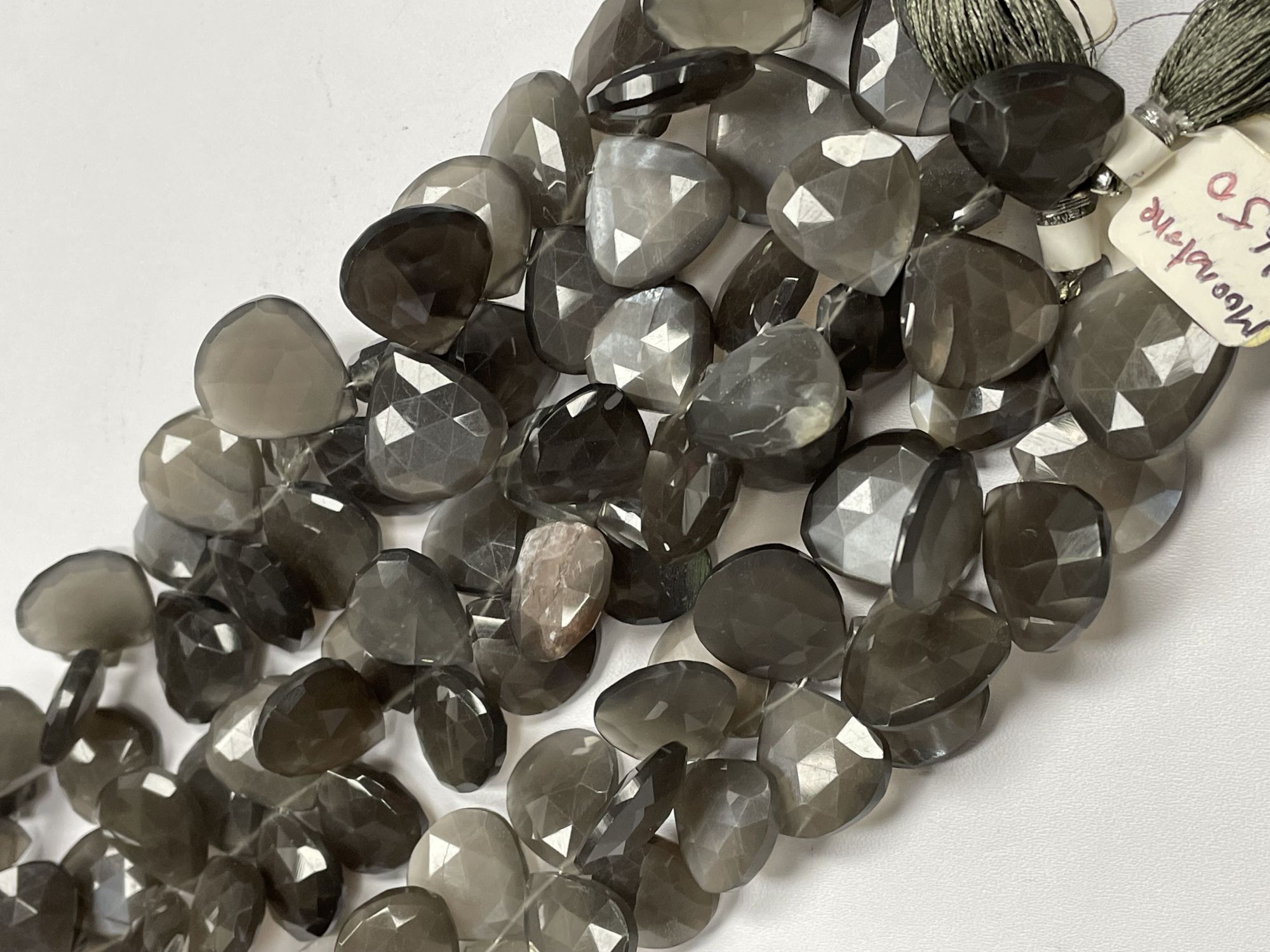 Grey Moonstone Heart Faceted