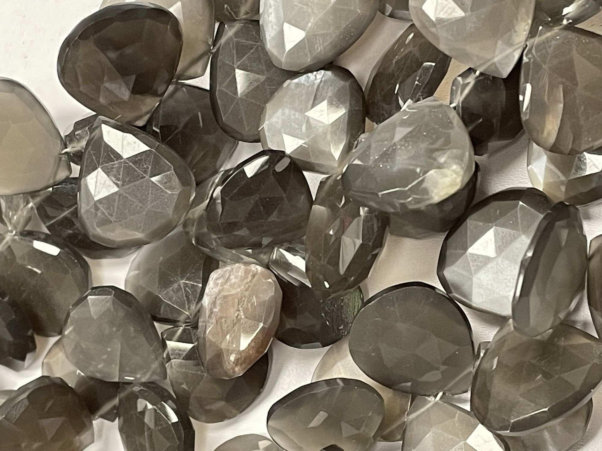 Grey Moonstone Heart Faceted