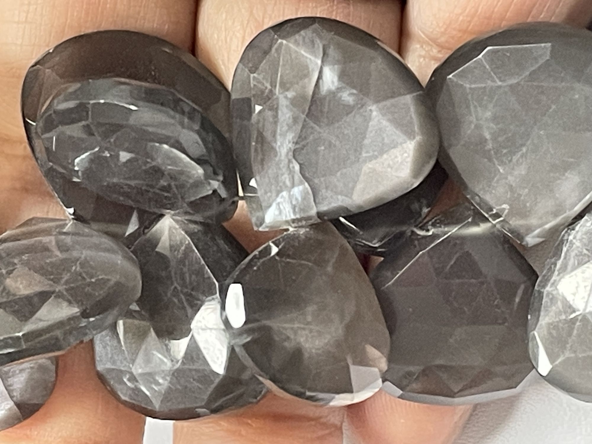 Grey Moonstone Heart Faceted