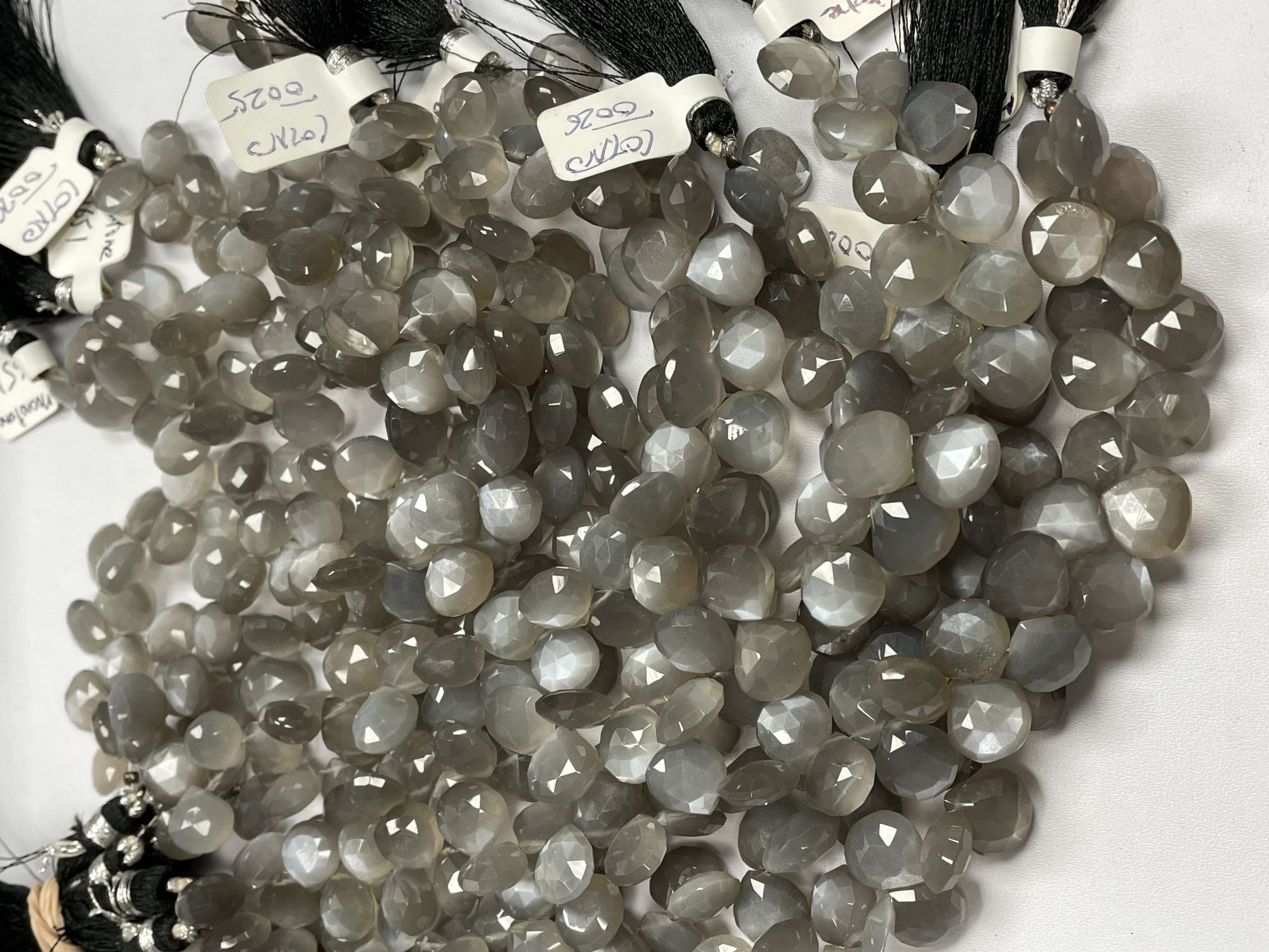 Grey Moonstone Heart Faceted