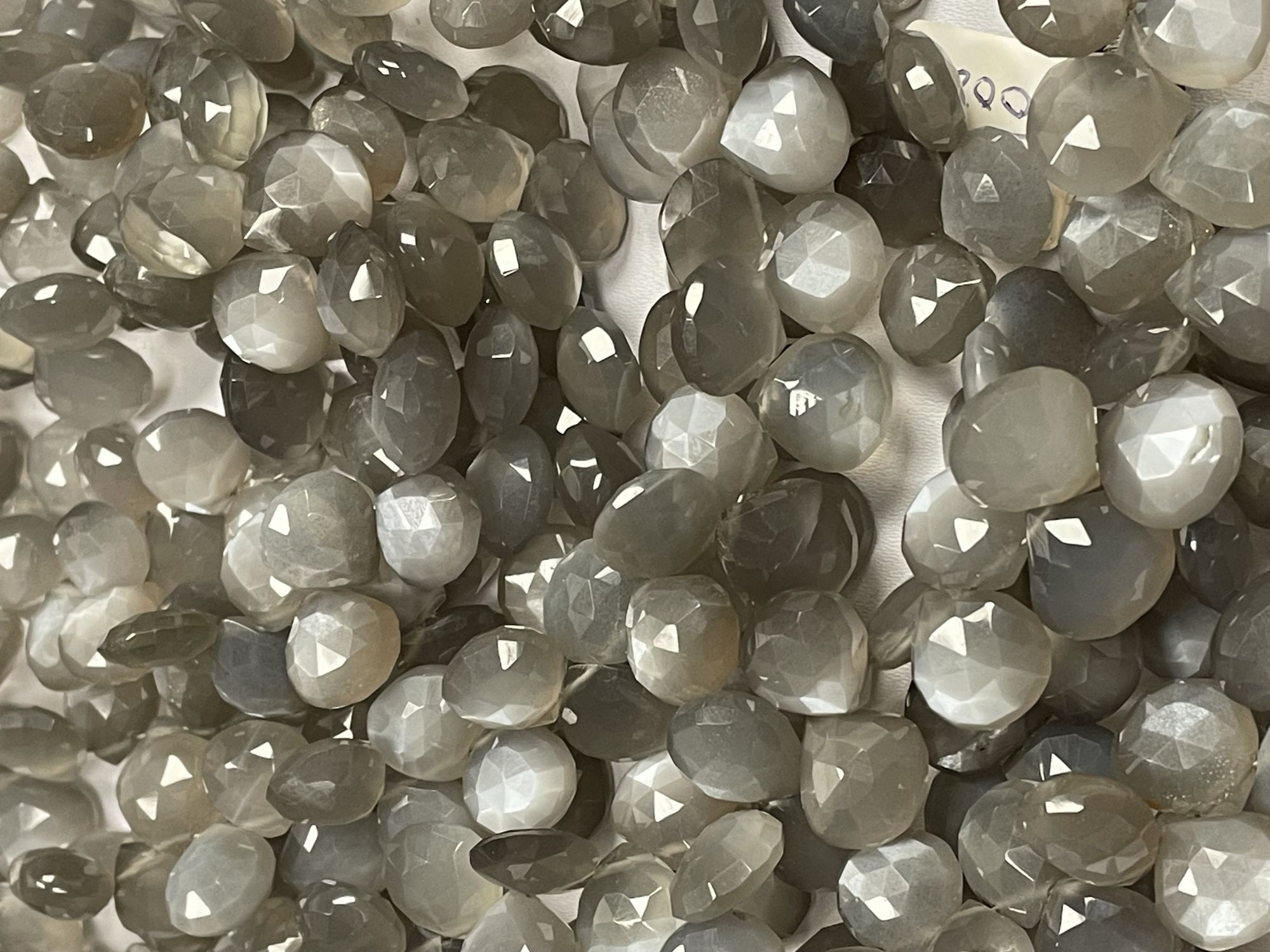 Grey Moonstone Heart Faceted