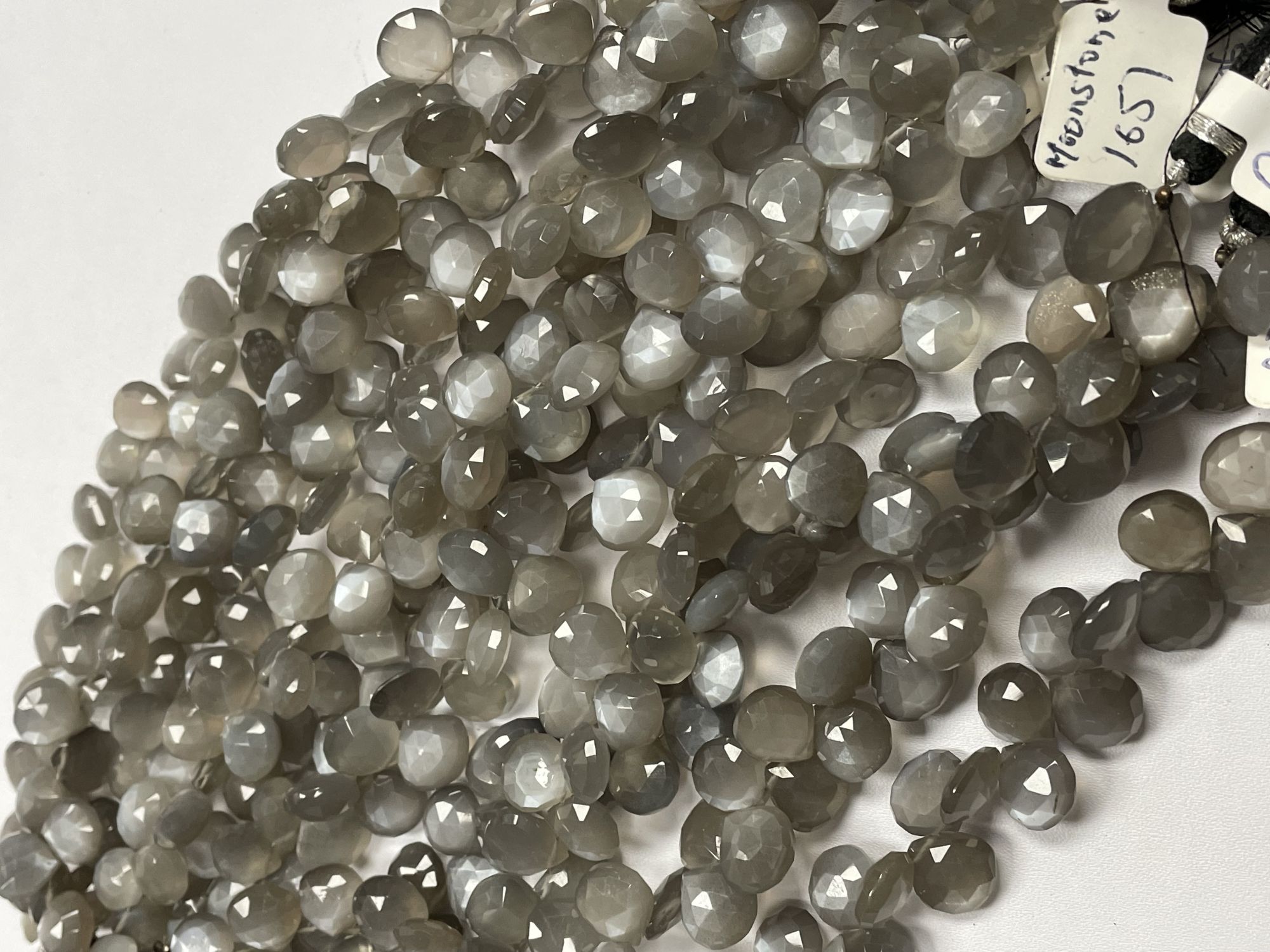 Grey Moonstone Heart Faceted