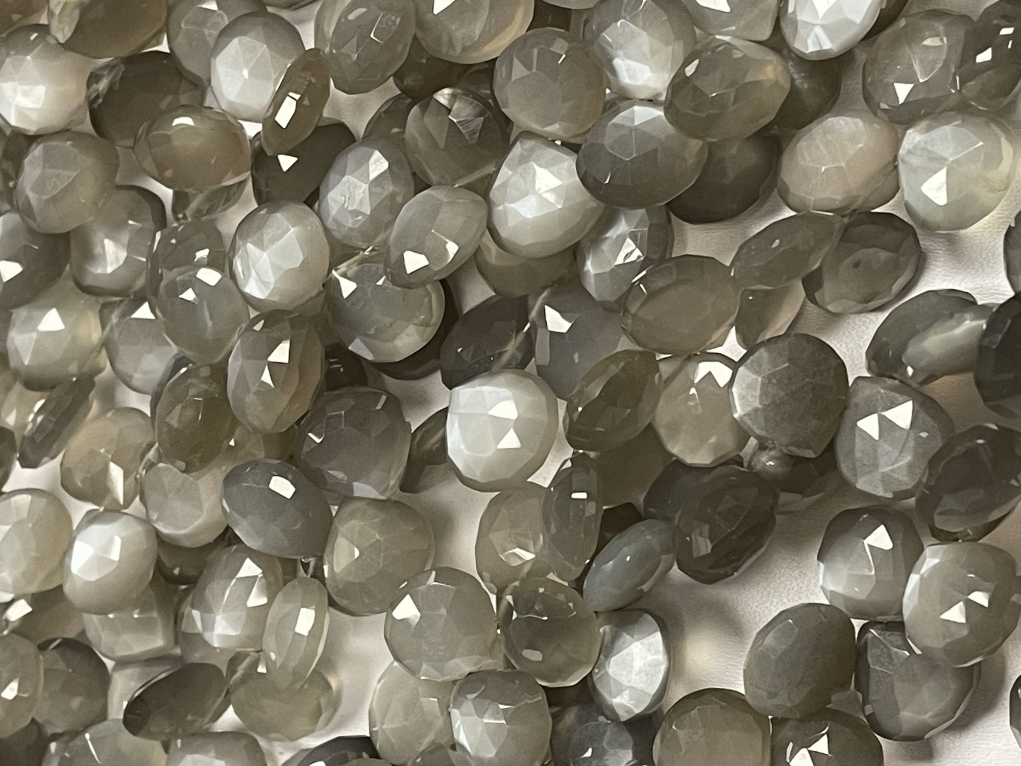 Grey Moonstone Heart Faceted