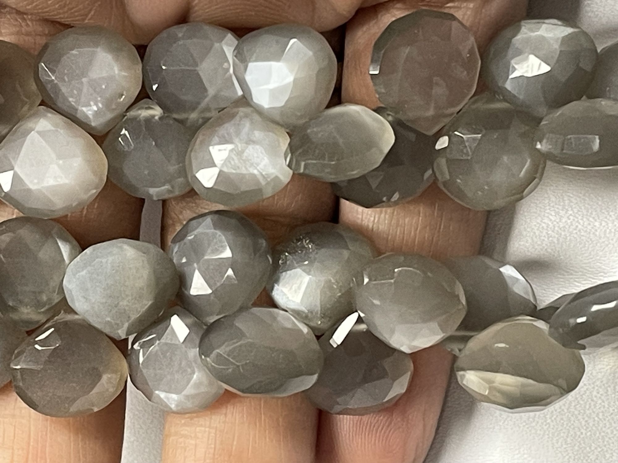 Grey Moonstone Heart Faceted