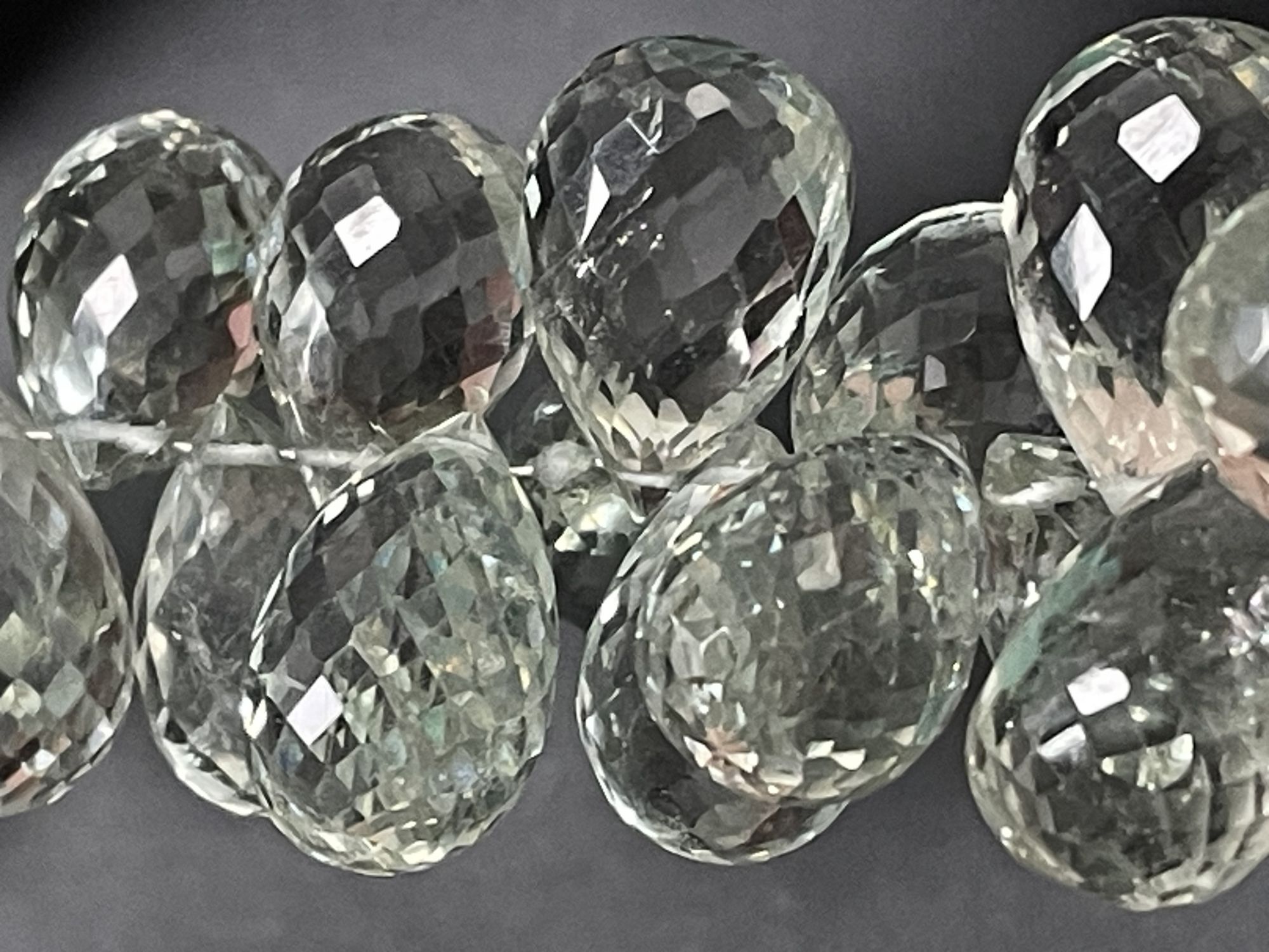 Green Amethyst Drop Faceted