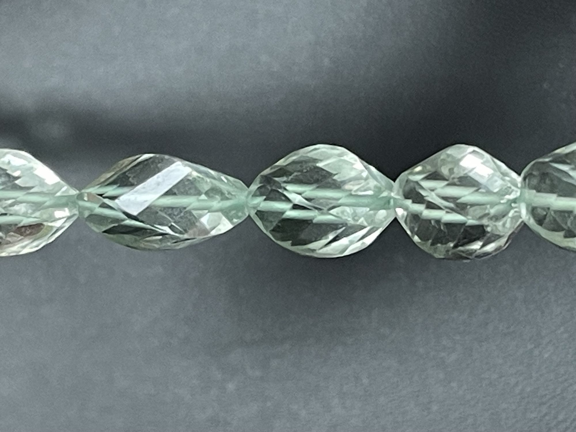 Green Amethyst Twisted Drop Straight Drill Faceted