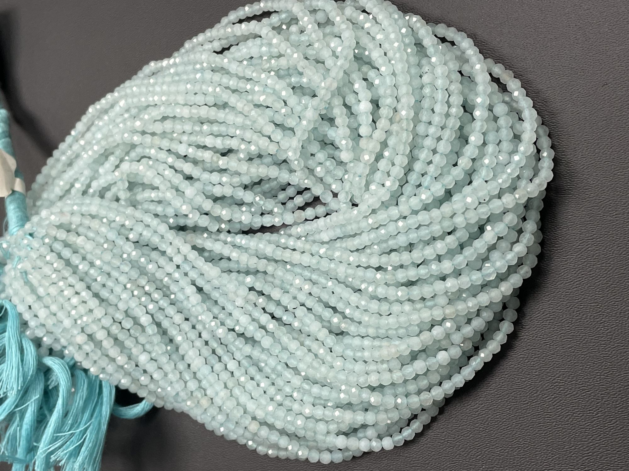 Aqua Chalcedony Rondelle Faceted