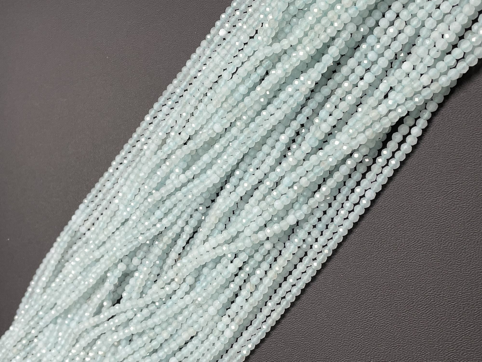 Aqua Chalcedony Rondelle Faceted