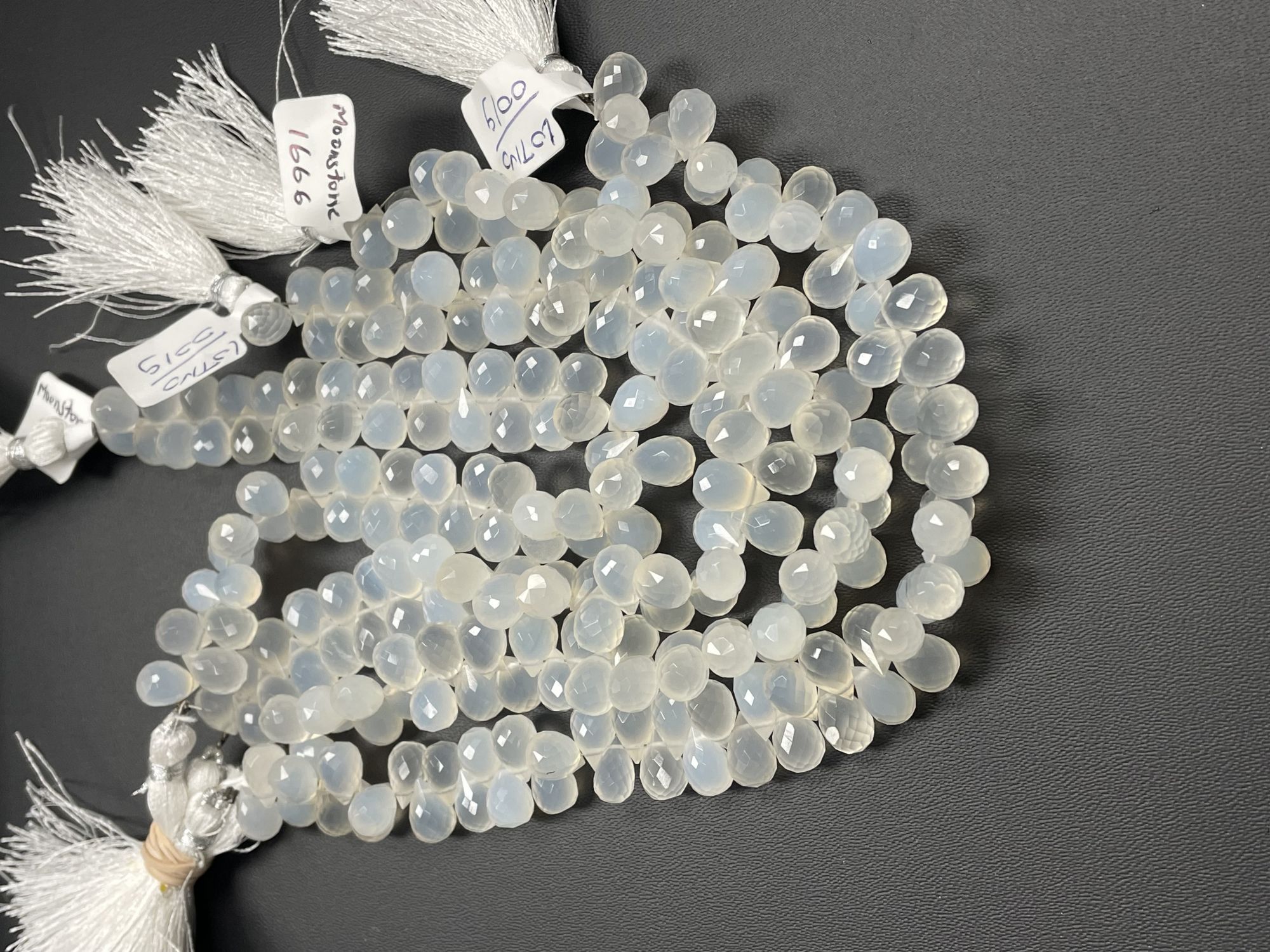 White Moonstone Drop Faceted