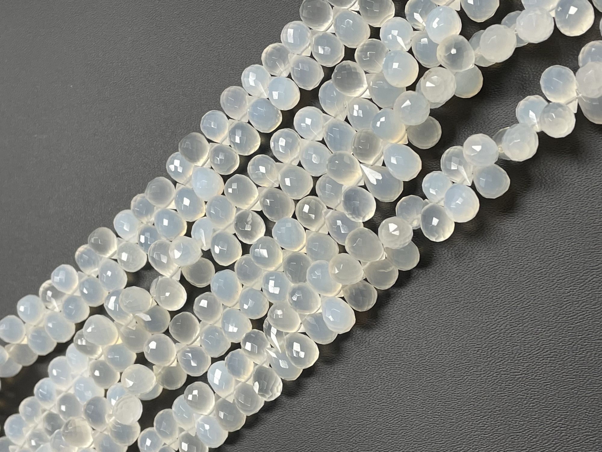 White Moonstone Drop Faceted