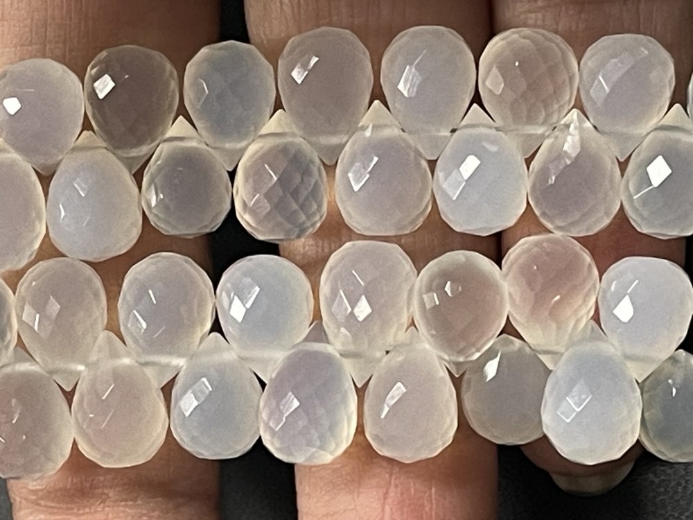 White Moonstone Drop Faceted