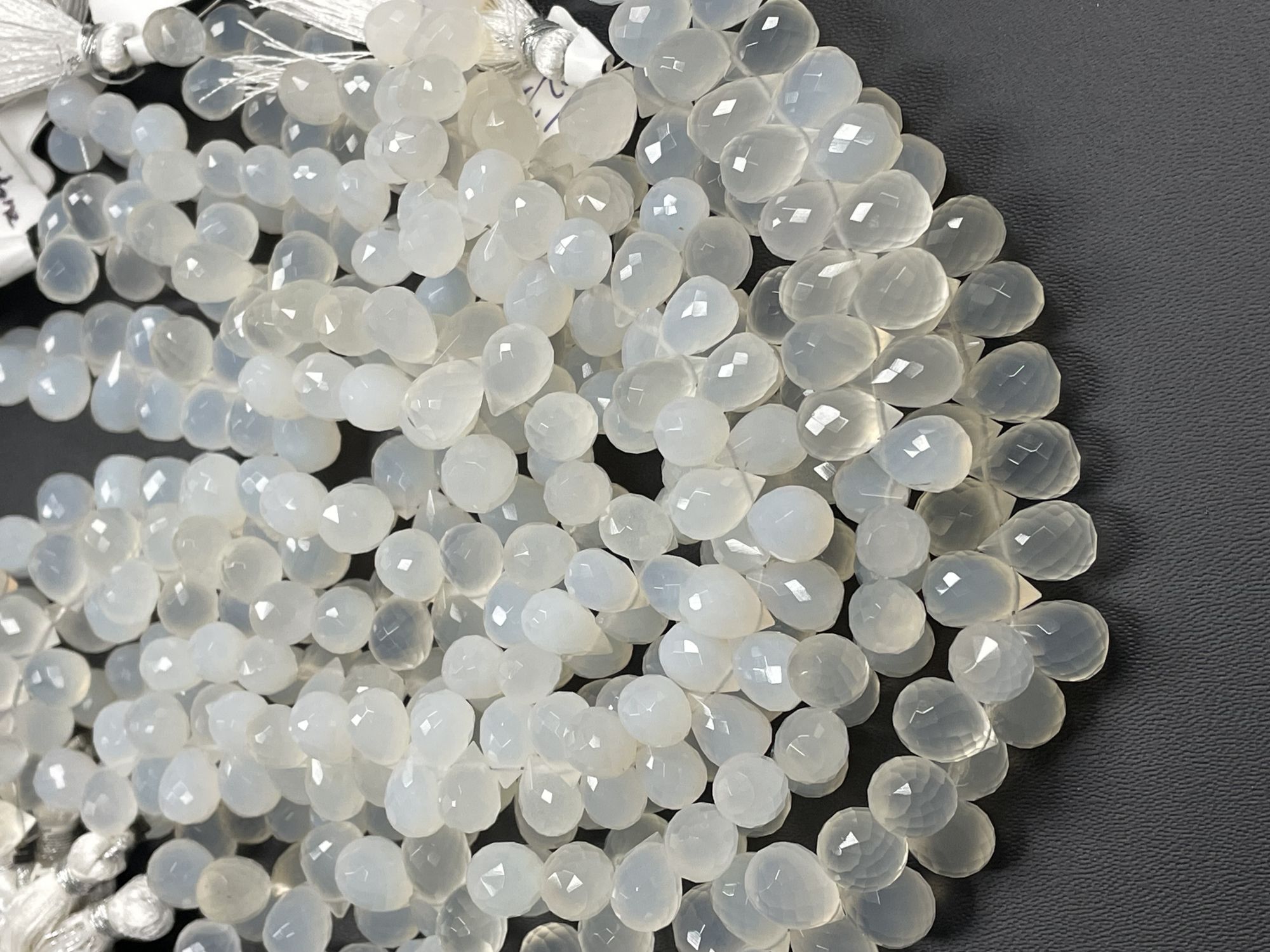White Moonstone Drop Faceted