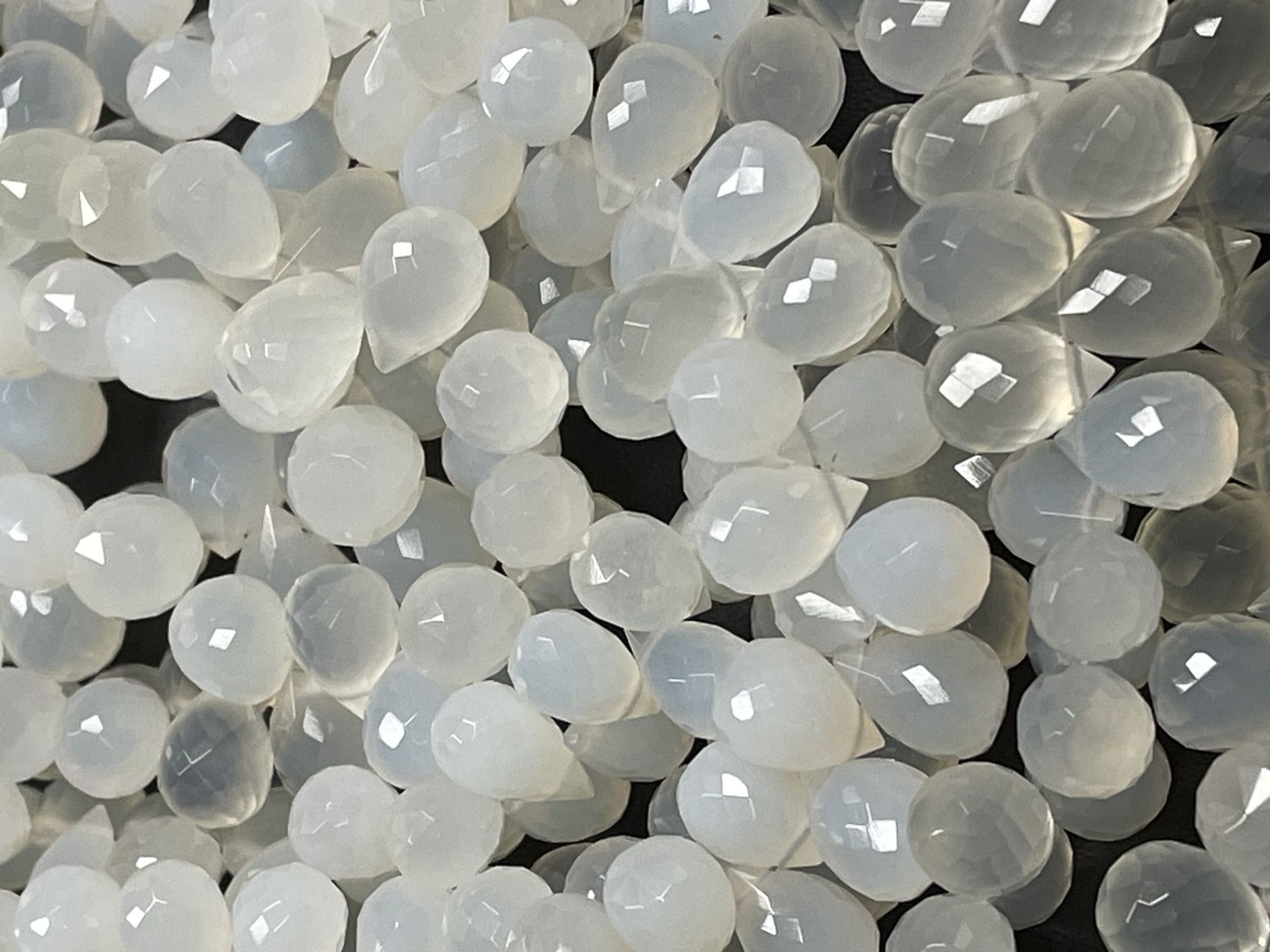 White Moonstone Drop Faceted