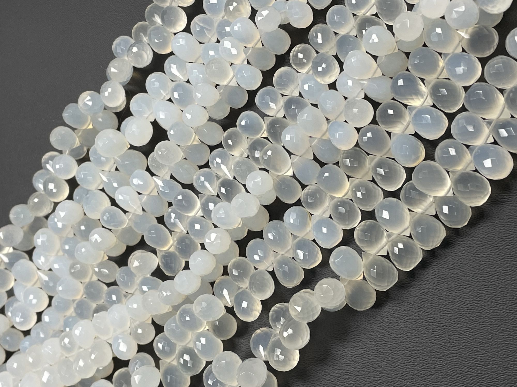 White Moonstone Drop Faceted