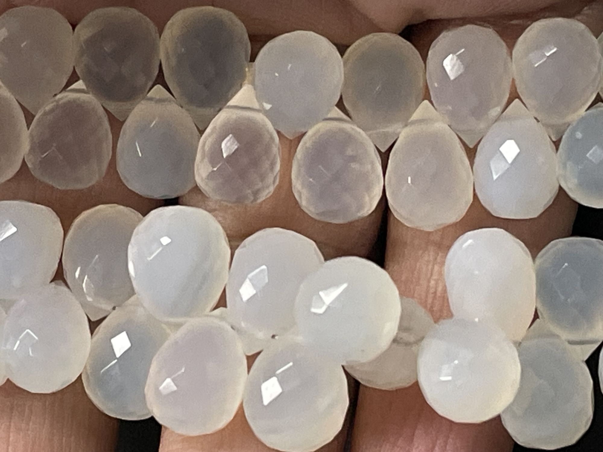 White Moonstone Drop Faceted