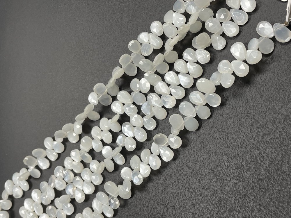 White Moonstone Pear Faceted