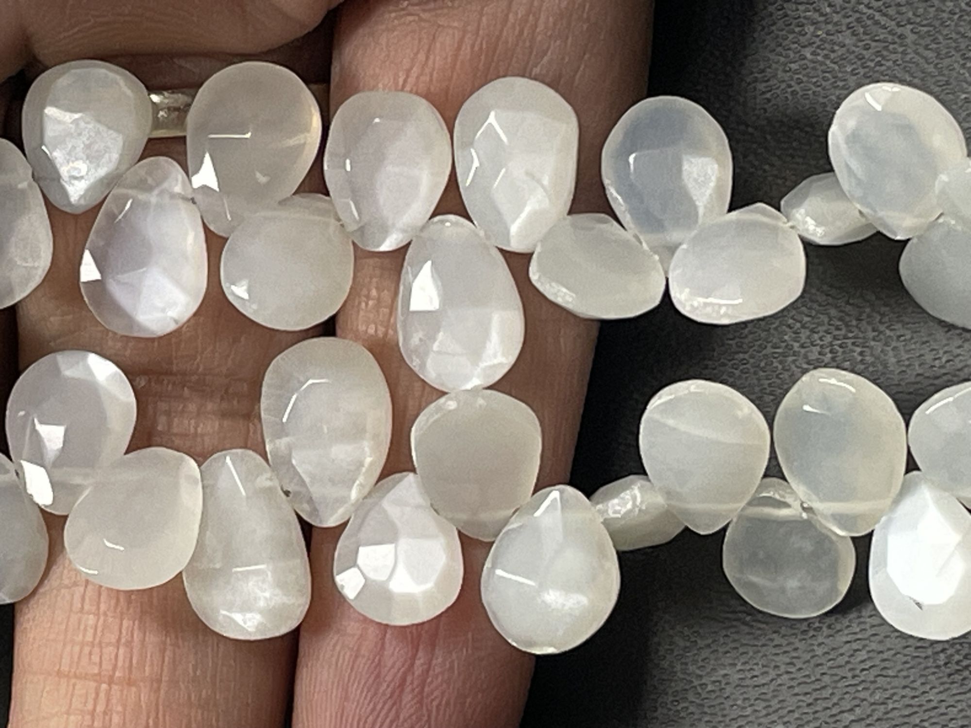 White Moonstone Pear Faceted
