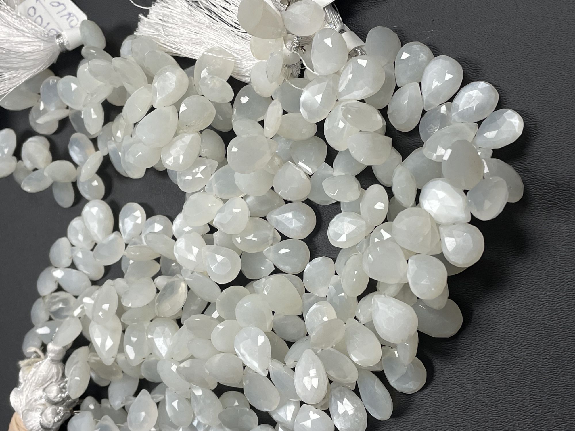 White Moonstone Pear Faceted