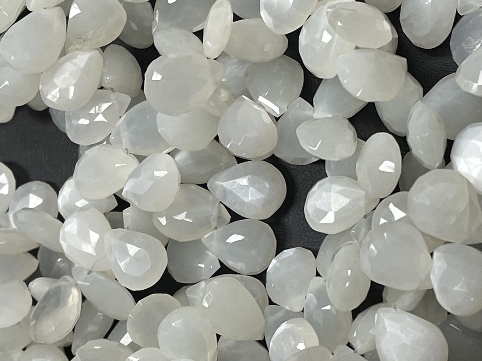 White Moonstone Pear Faceted
