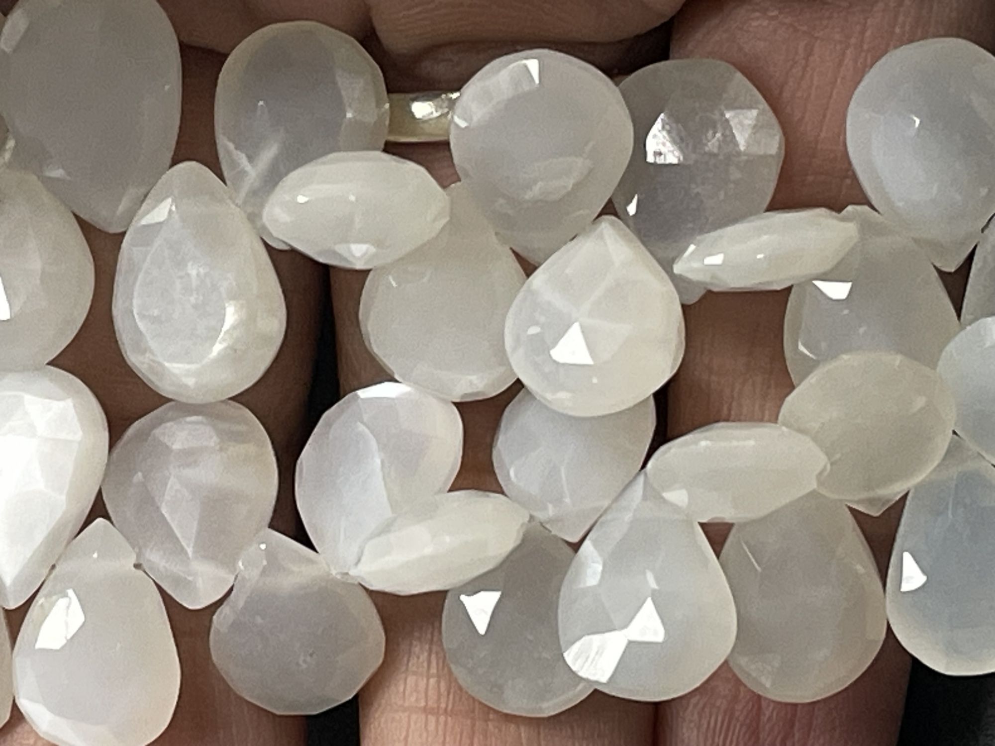 White Moonstone Pear Faceted