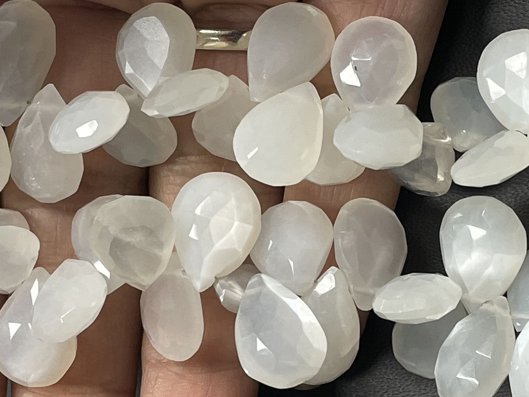 White Moonstone Pear Faceted