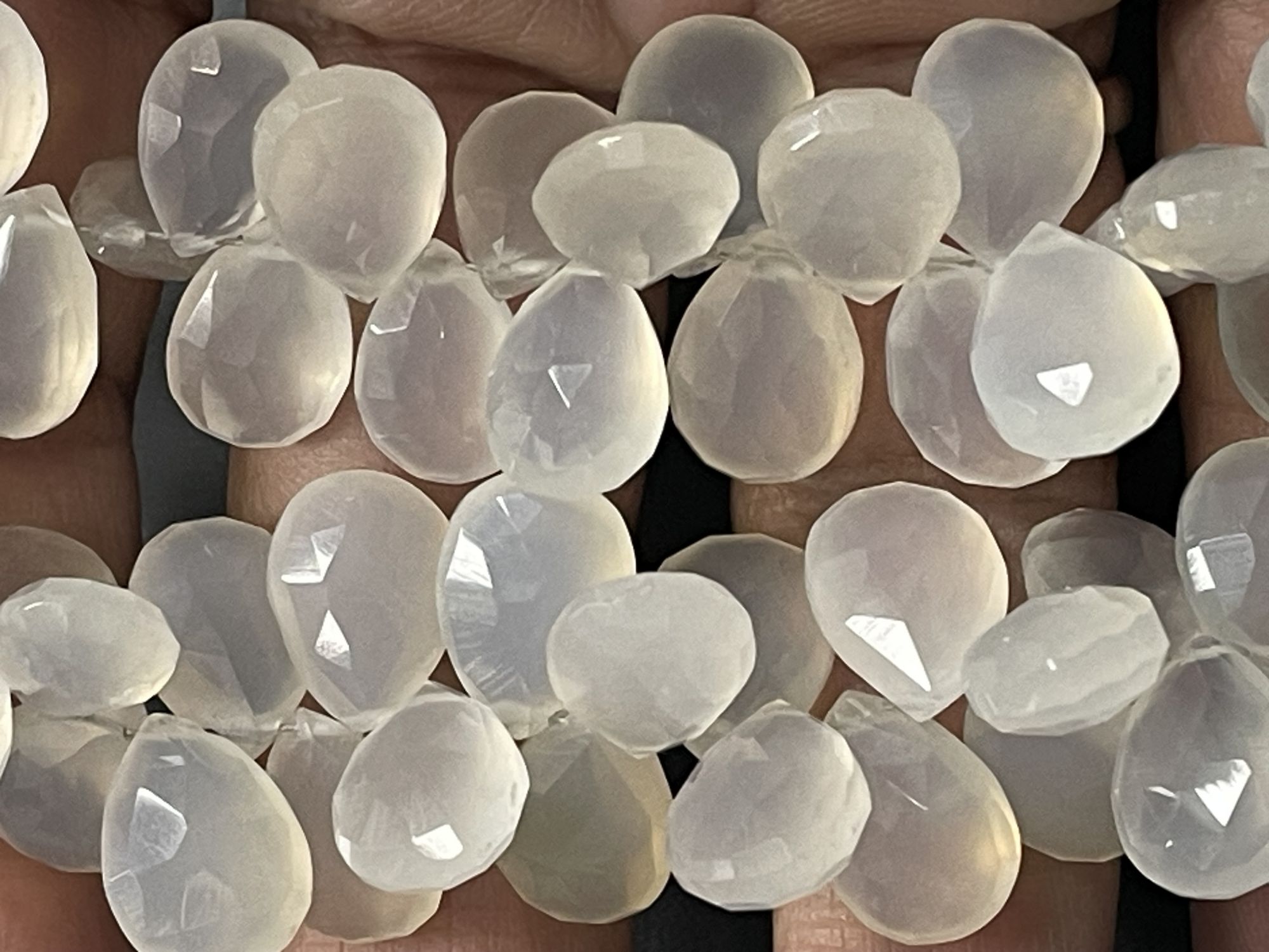 White Moonstone Pear Faceted