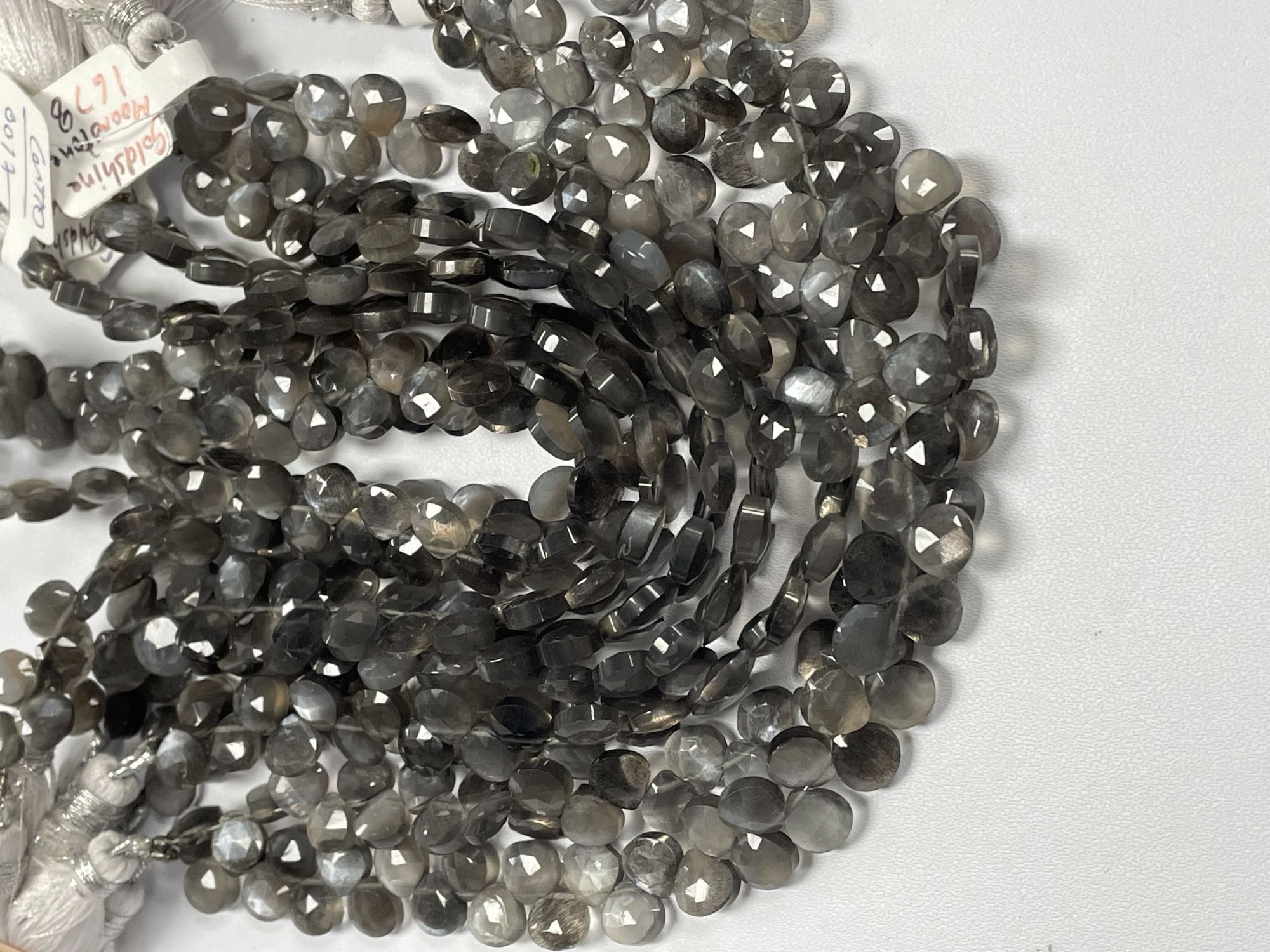 Grey Goldshine Moonstone Heart Faceted