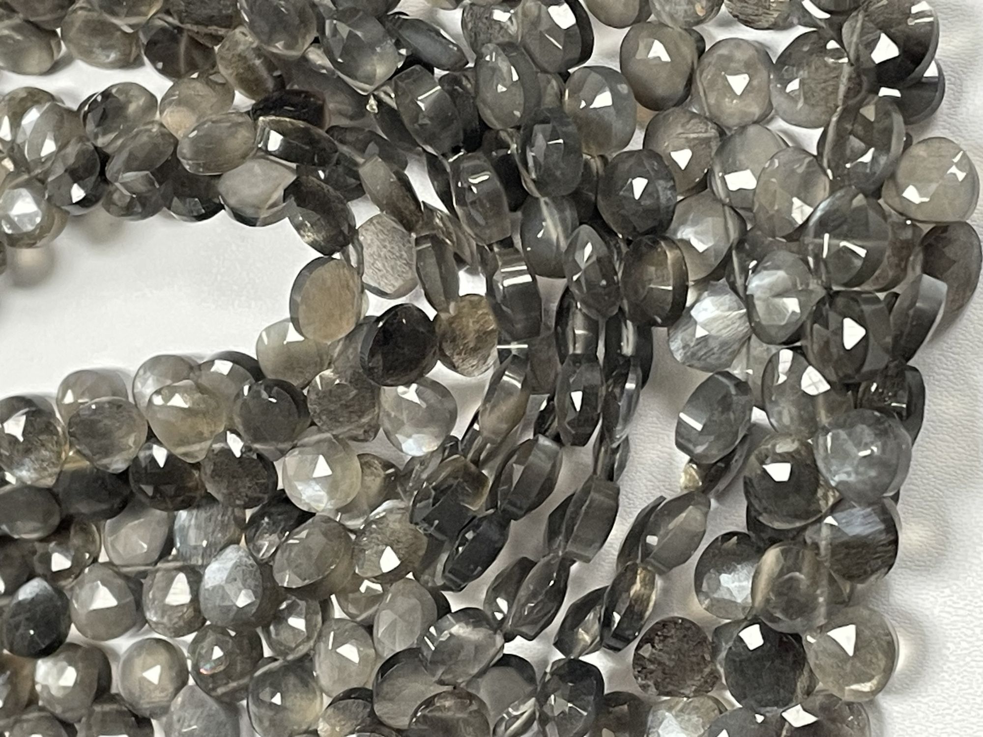 Grey Goldshine Moonstone Heart Faceted