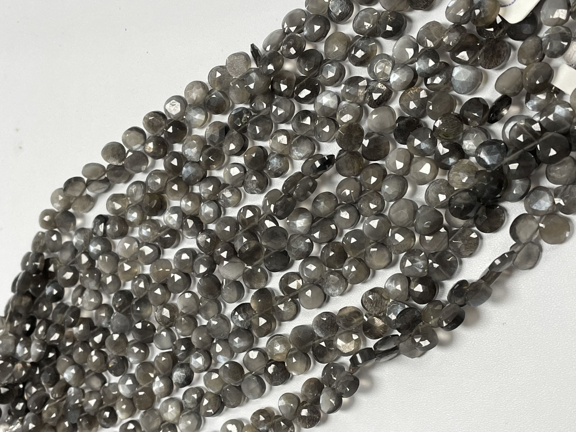 Grey Goldshine Moonstone Heart Faceted