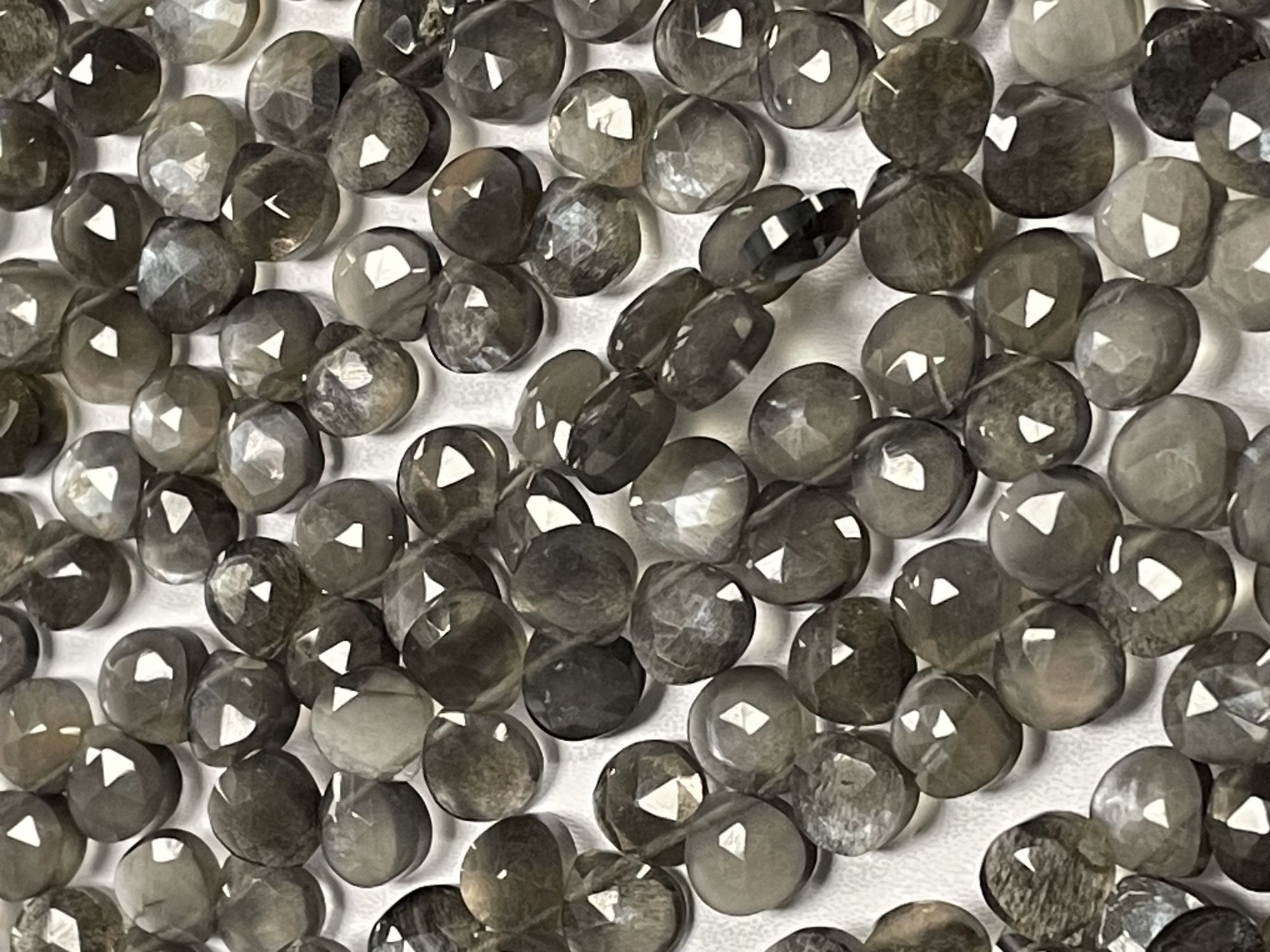 Grey Goldshine Moonstone Heart Faceted