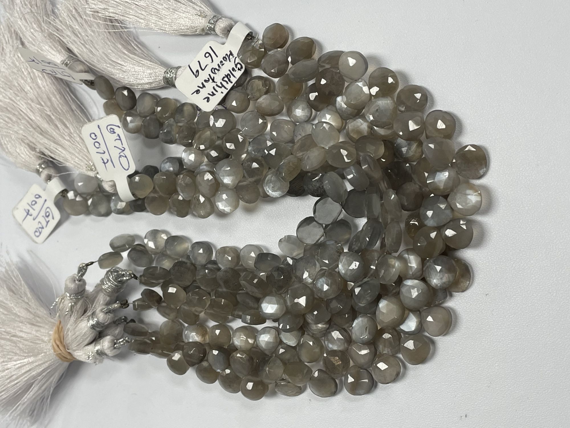 Grey Goldshine Moonstone Heart Faceted