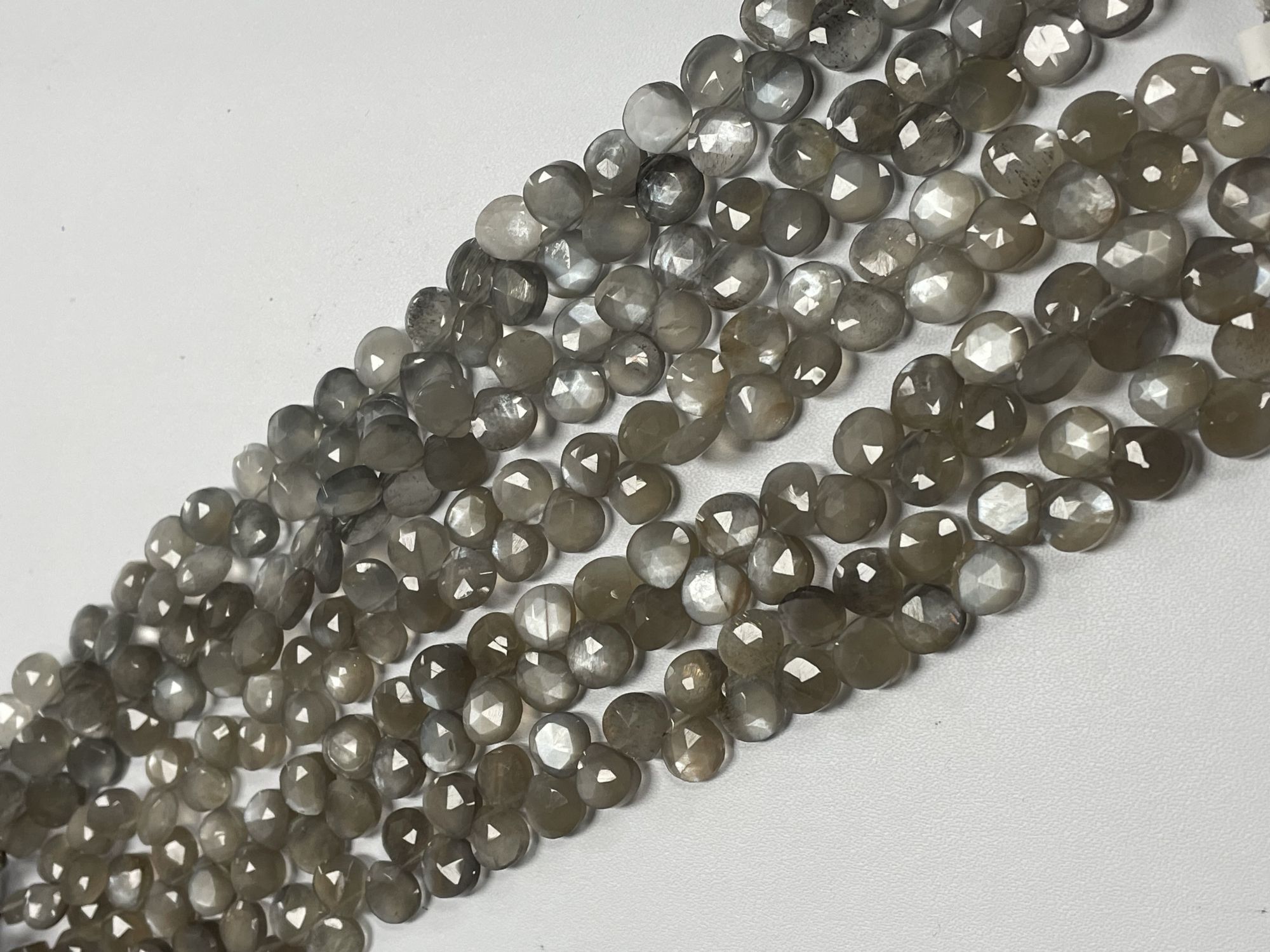 Grey Goldshine Moonstone Heart Faceted