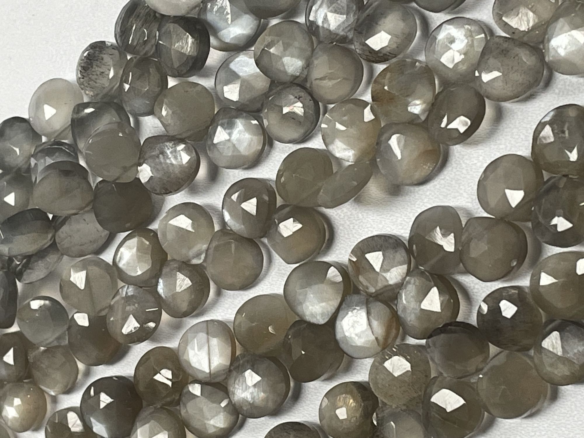 Grey Goldshine Moonstone Heart Faceted