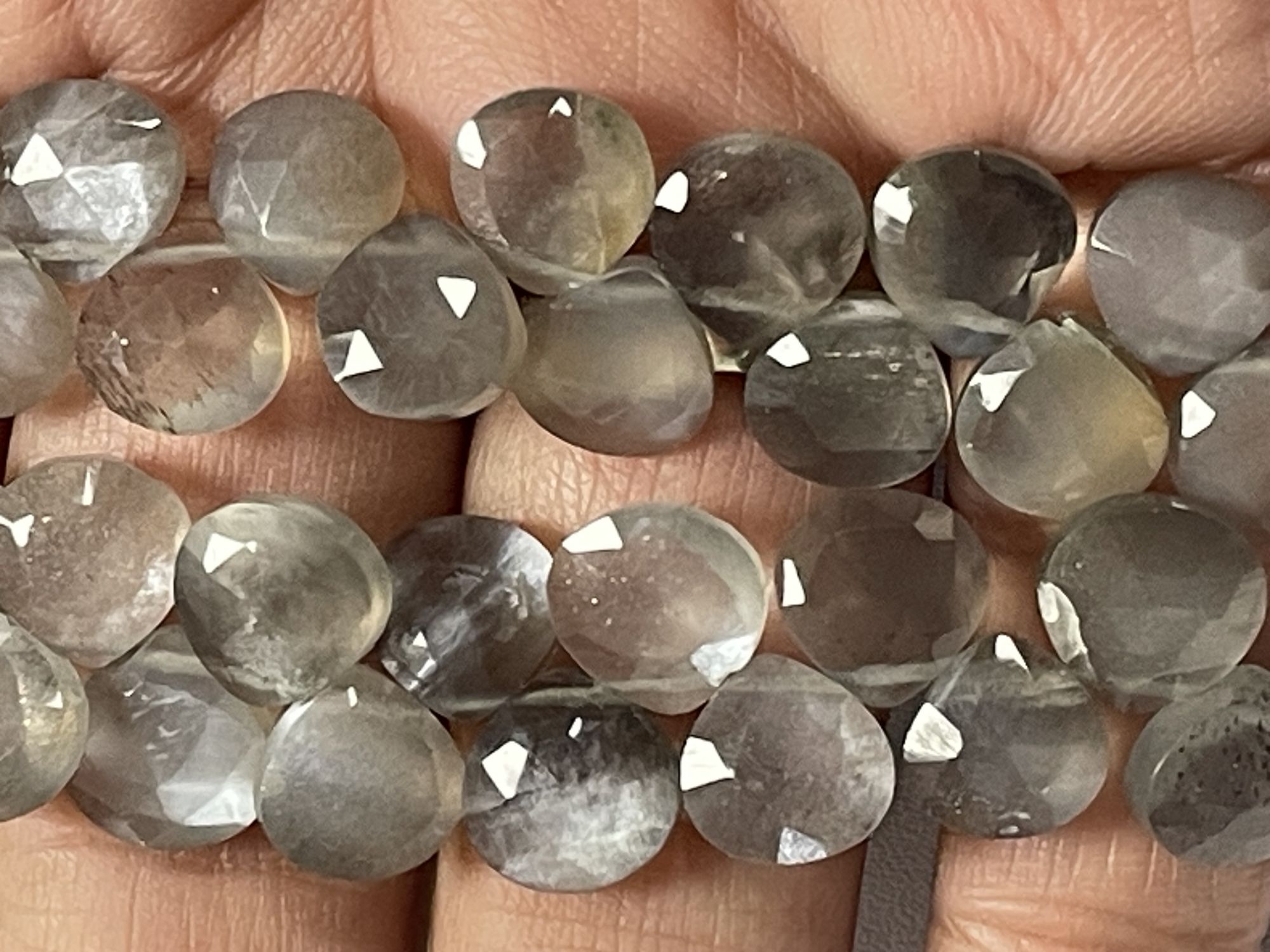 Grey Goldshine Moonstone Heart Faceted