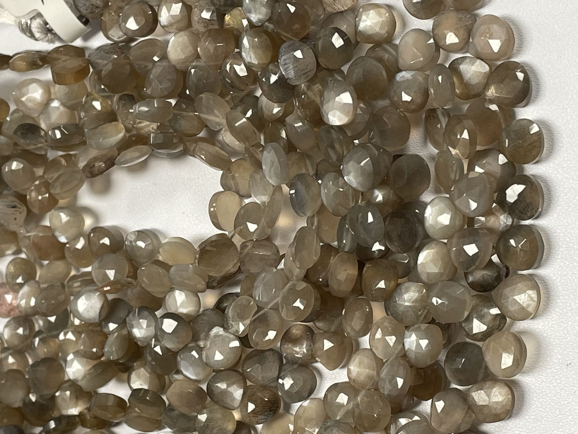 Peach Grey Goldshine Moonstone Heart Faceted