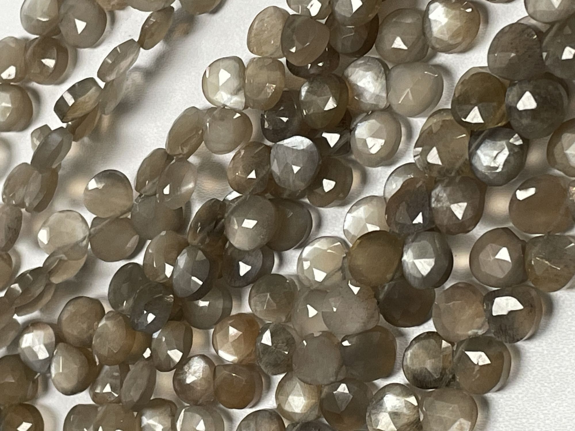 Peach Grey Goldshine Moonstone Heart Faceted