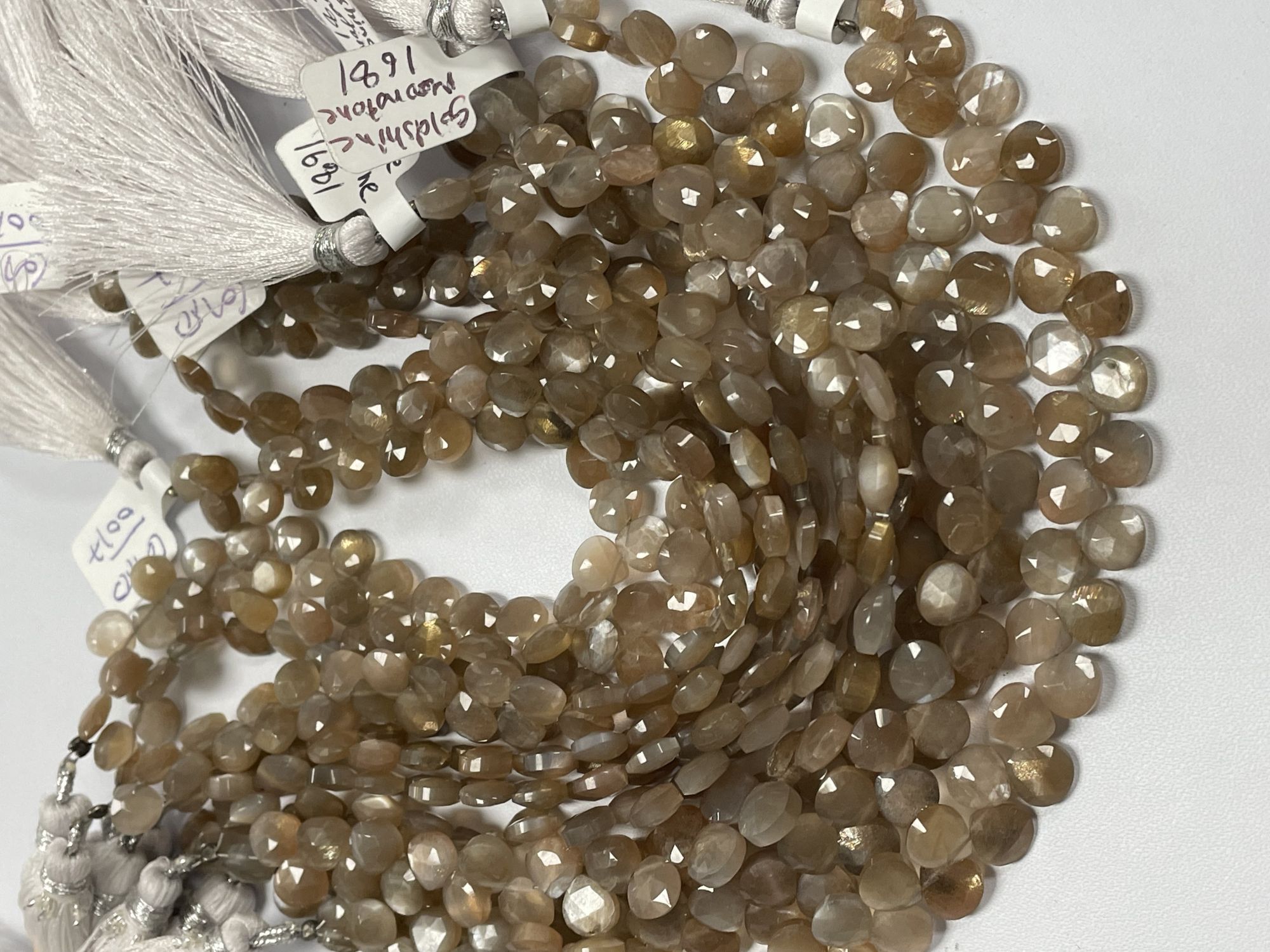 Peach Goldshine Moonstone Heart Faceted