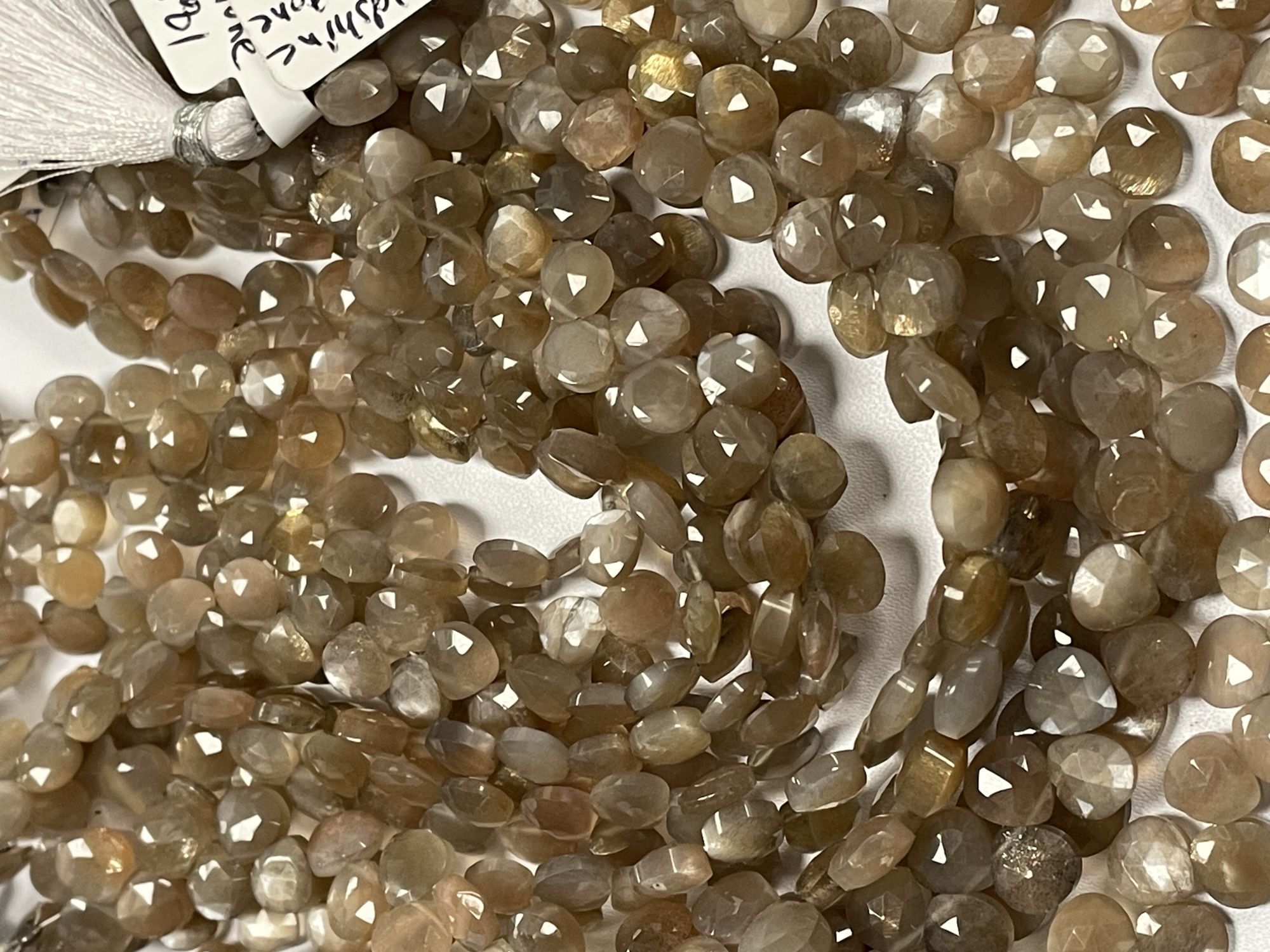 Peach Goldshine Moonstone Heart Faceted