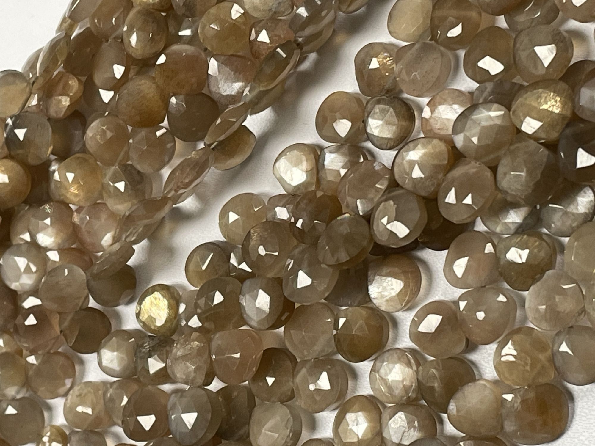 Peach Goldshine Moonstone Heart Faceted