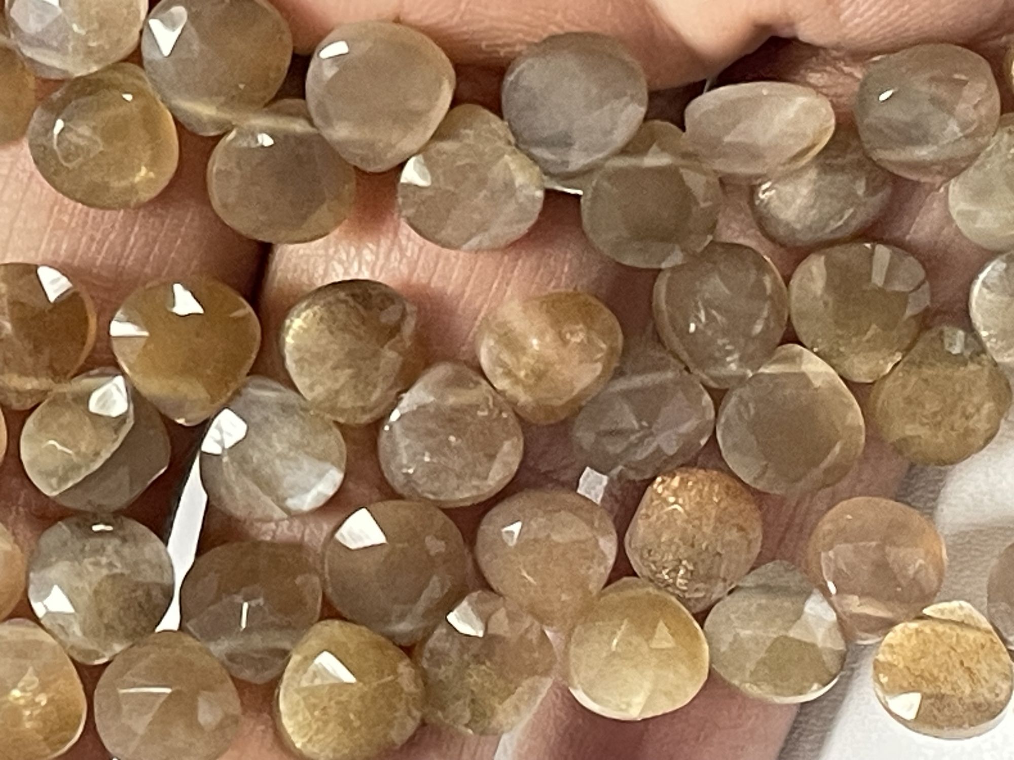 Peach Goldshine Moonstone Heart Faceted