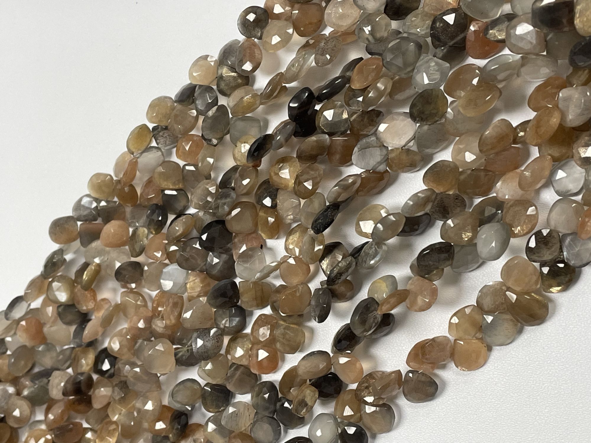 Multi Goldshine Moonstone Heart Faceted