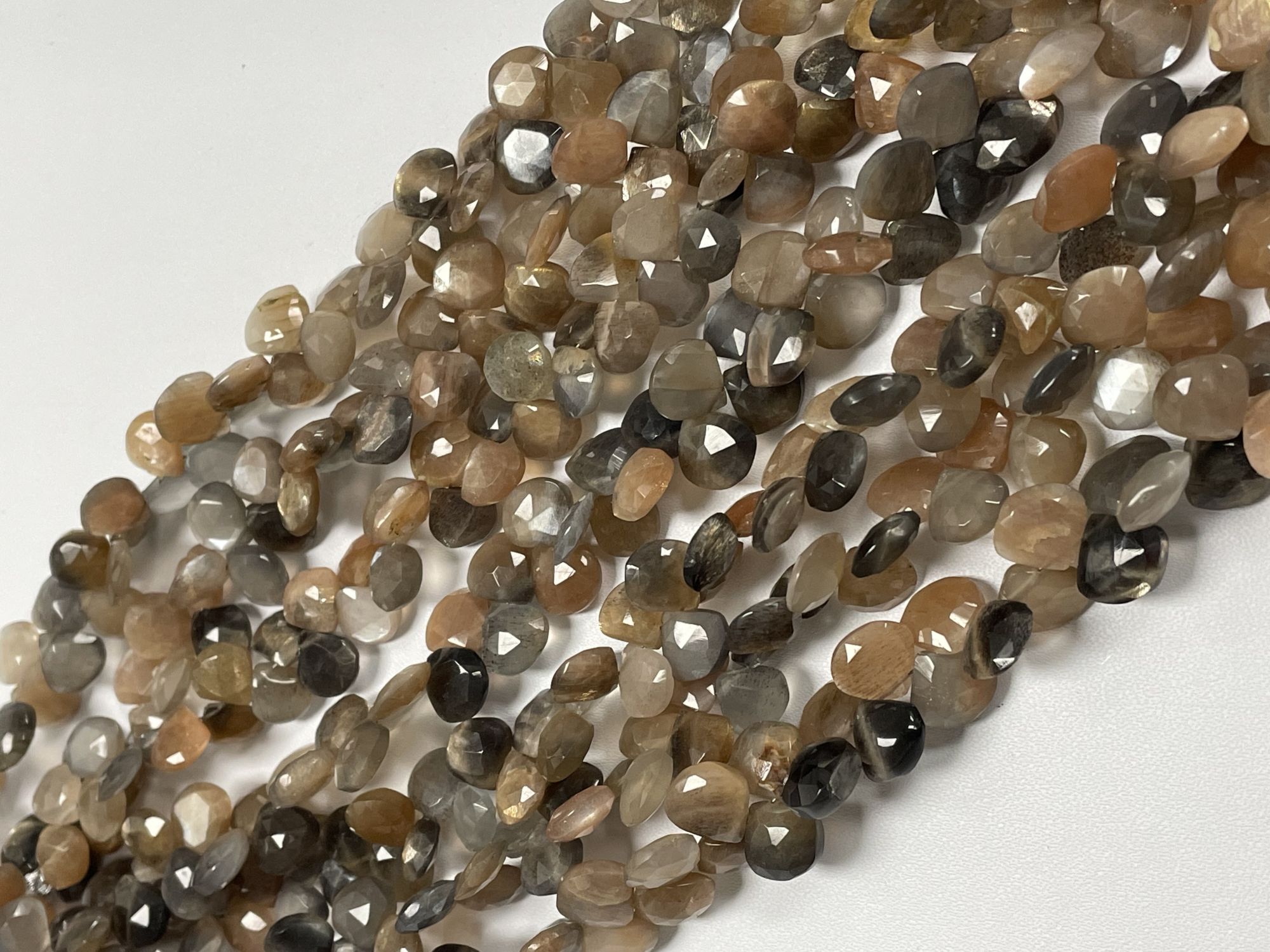 Multi Goldshine Moonstone Heart Faceted