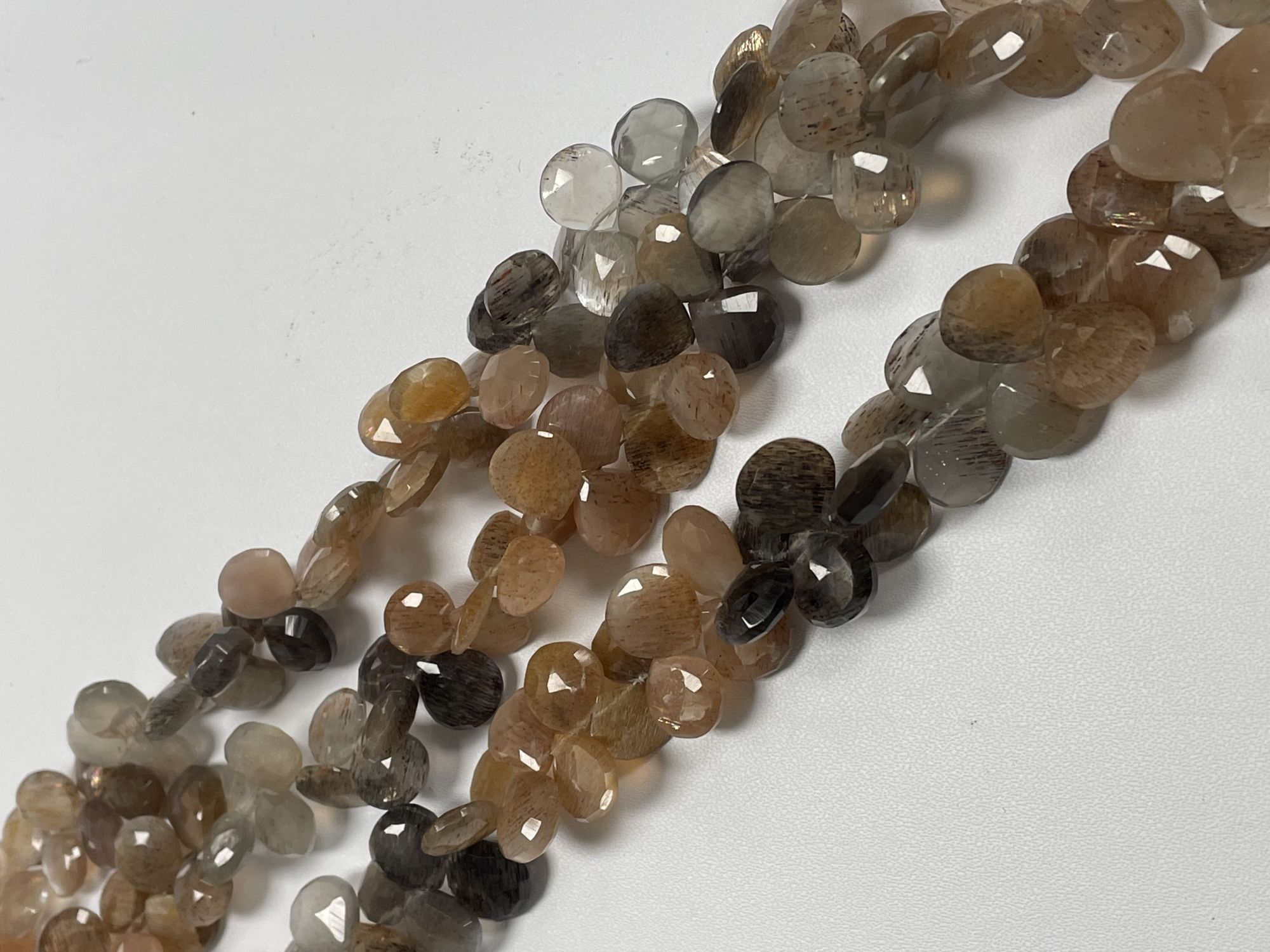 Multi Goldshine Moonstone Heart Faceted