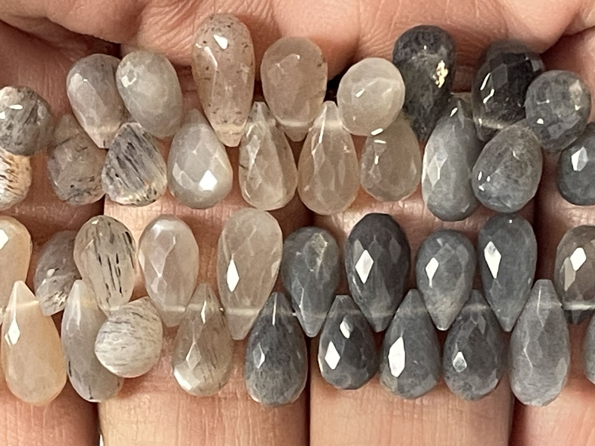 Multi Goldshine Moonstone Drop Faceted