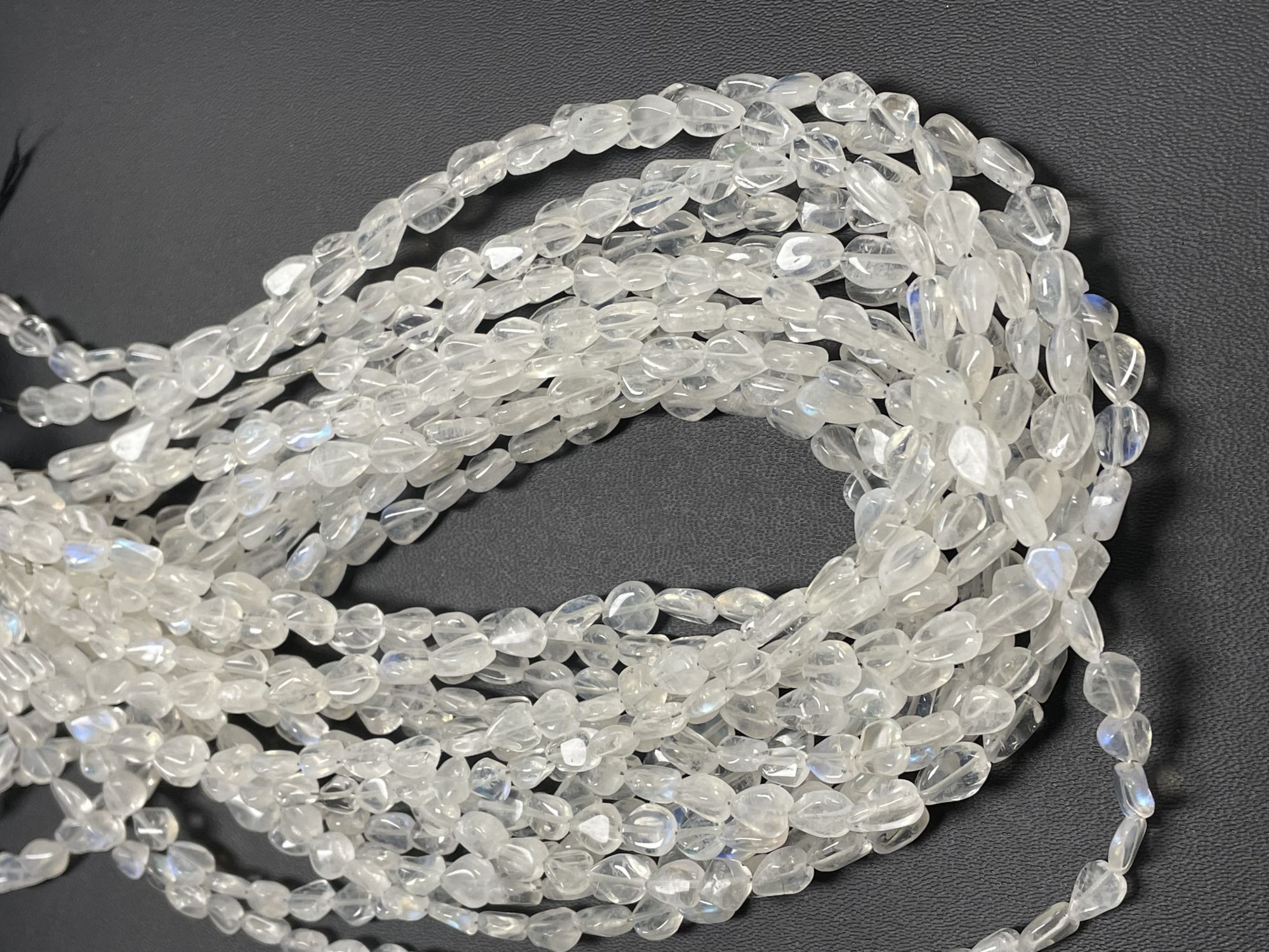 Rainbow Moonstone Straight Drill Pear Smooth